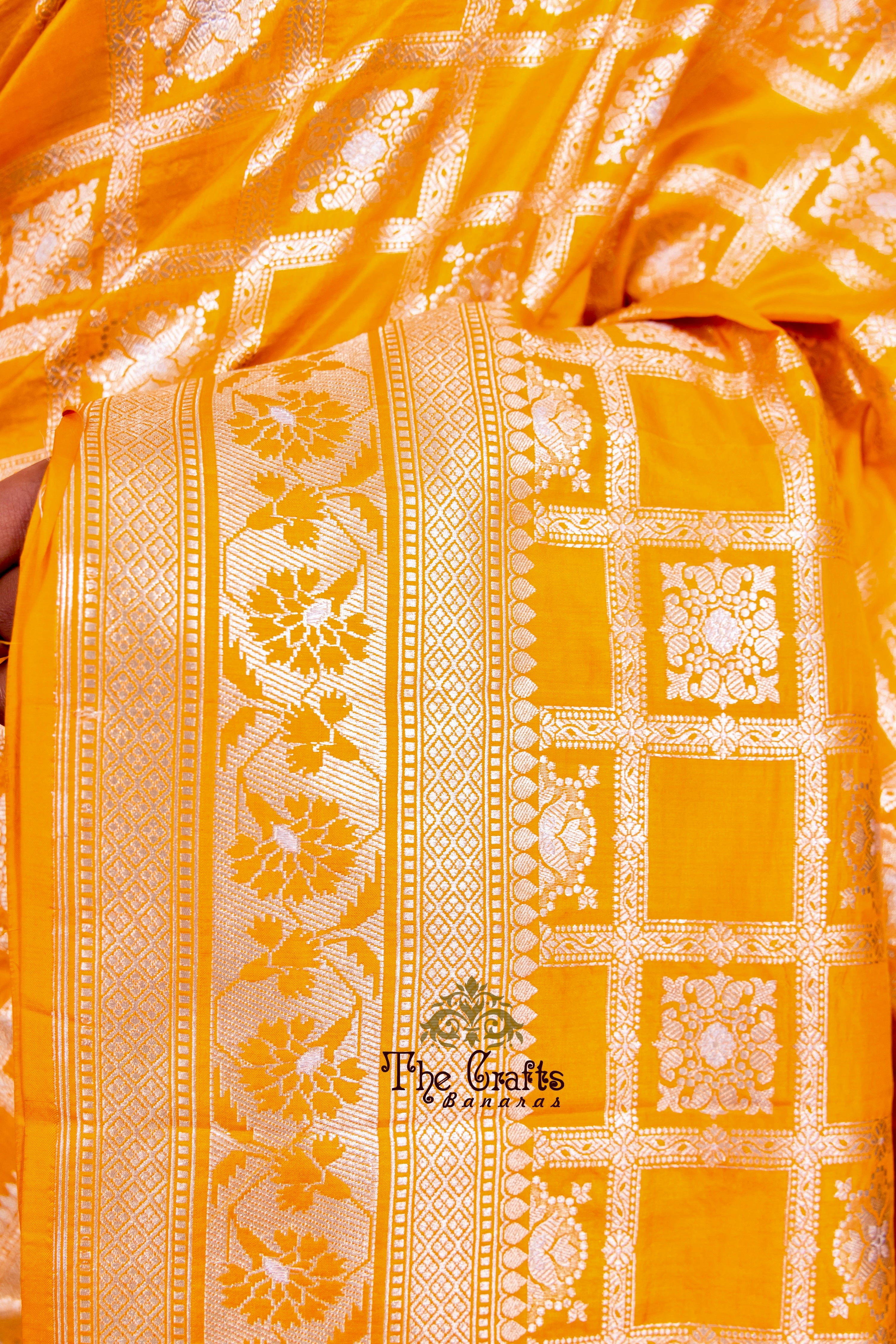 Pure Katan Silk Handloom Banarasi Saree - All over Sona Roopa Jaal work