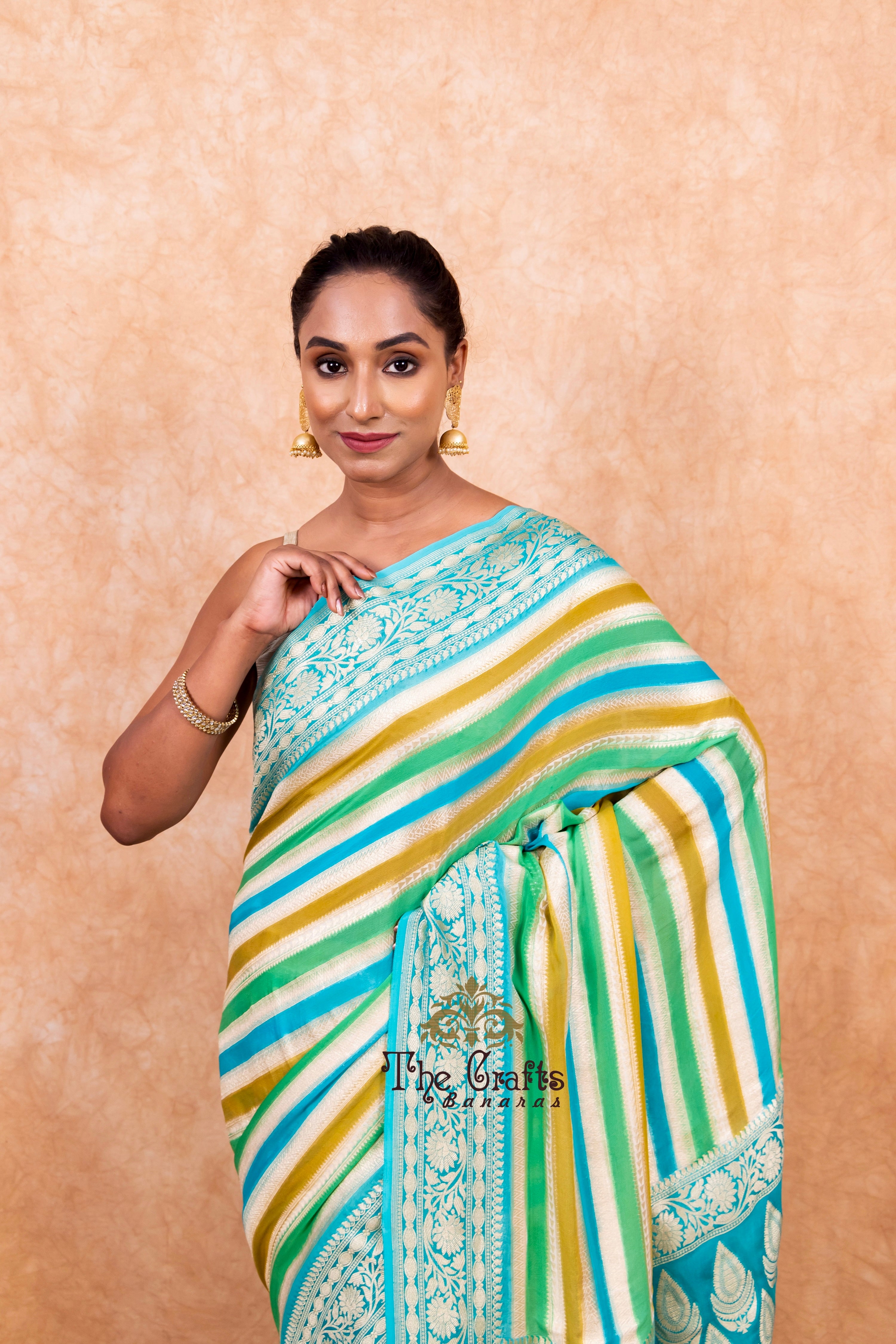 Khaddi Georgette Handloom Banarasi Saree