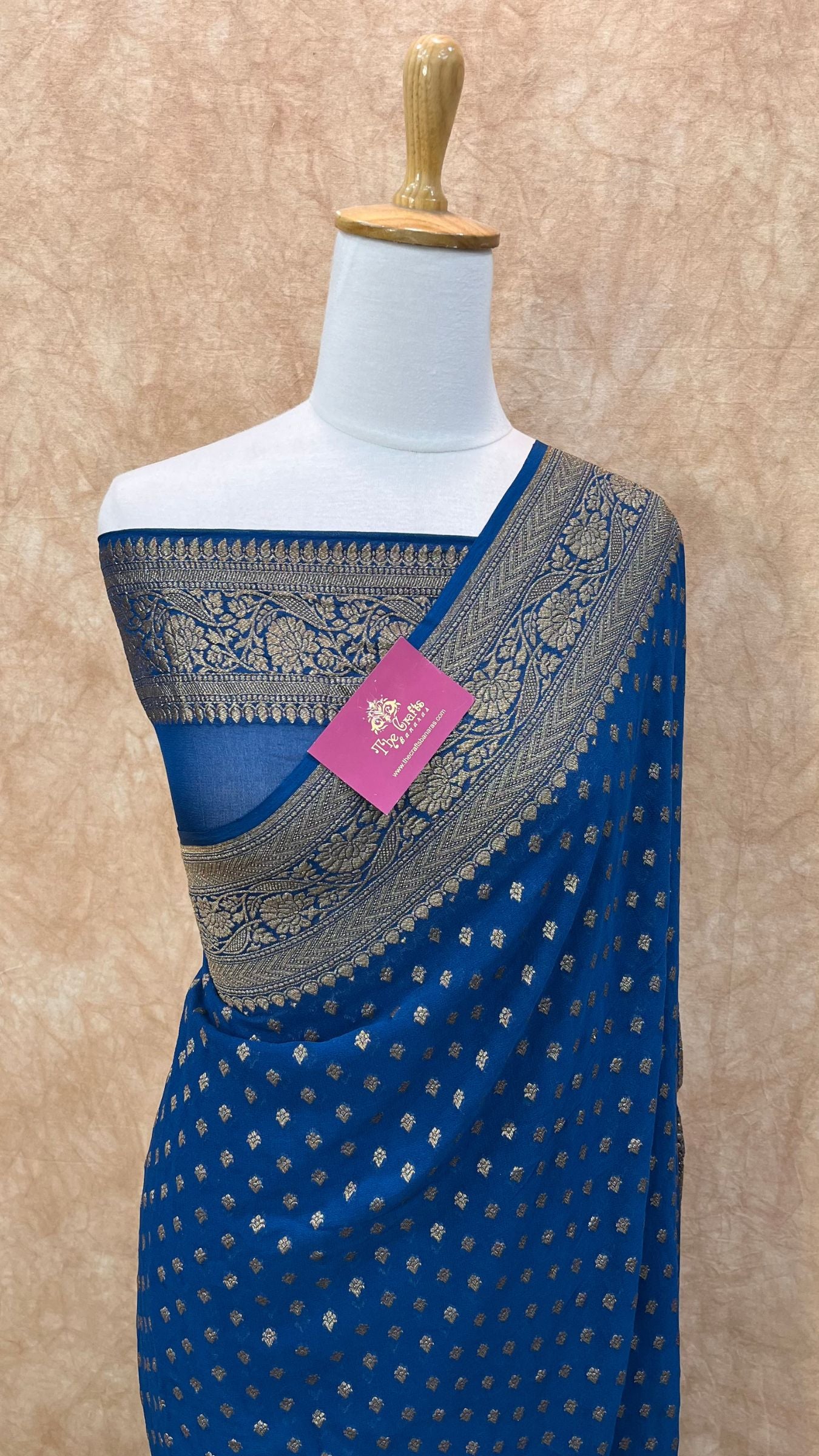 Khaddi Georgette Banarasi Saree - Antique Zari