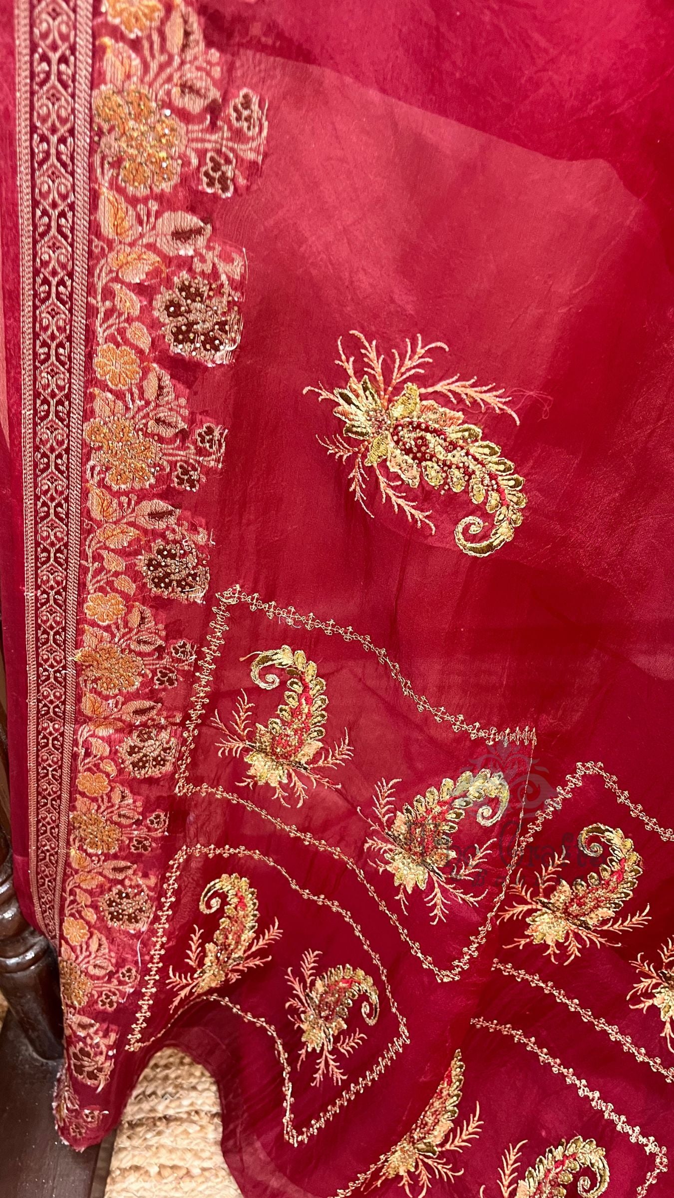 Pure Kora Silk Handloom Banarasi Saree - Stone Work