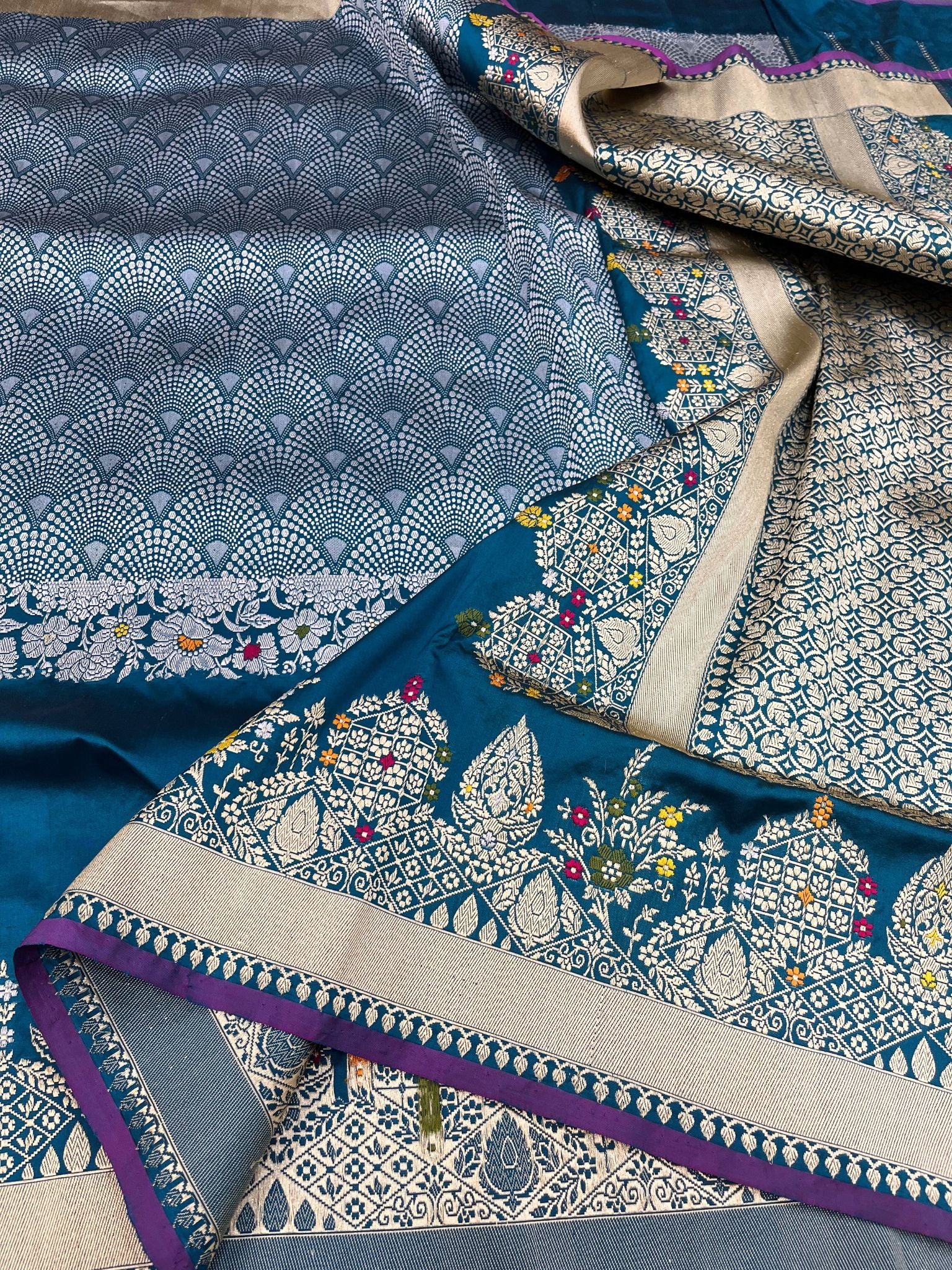Pure Katan Silk Handloom Banarasi Saree - Kadhua Tanchui Brocade Meena