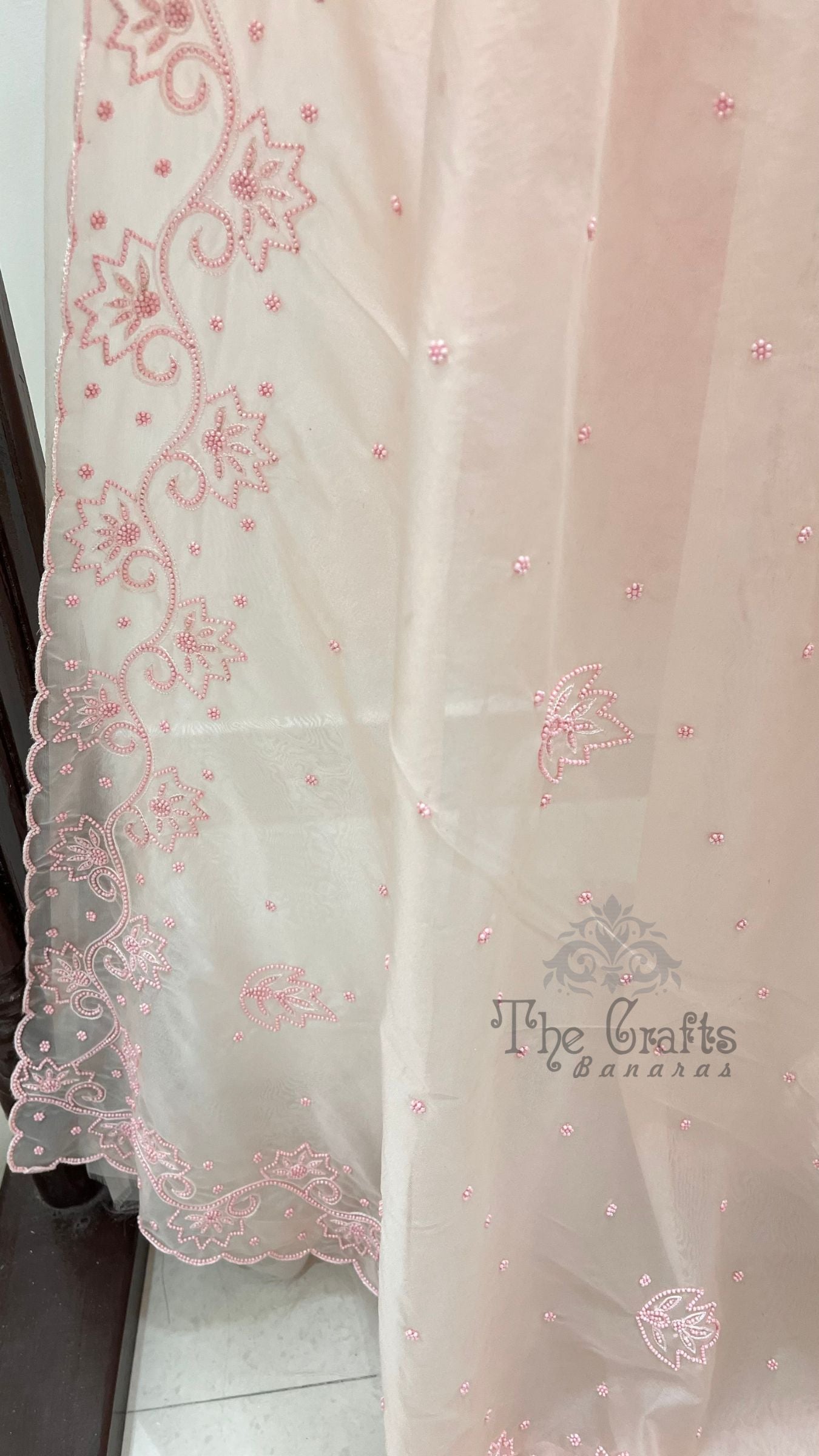 Pure Organza Silk Handloom Banarasi Saree - handwork motifs
