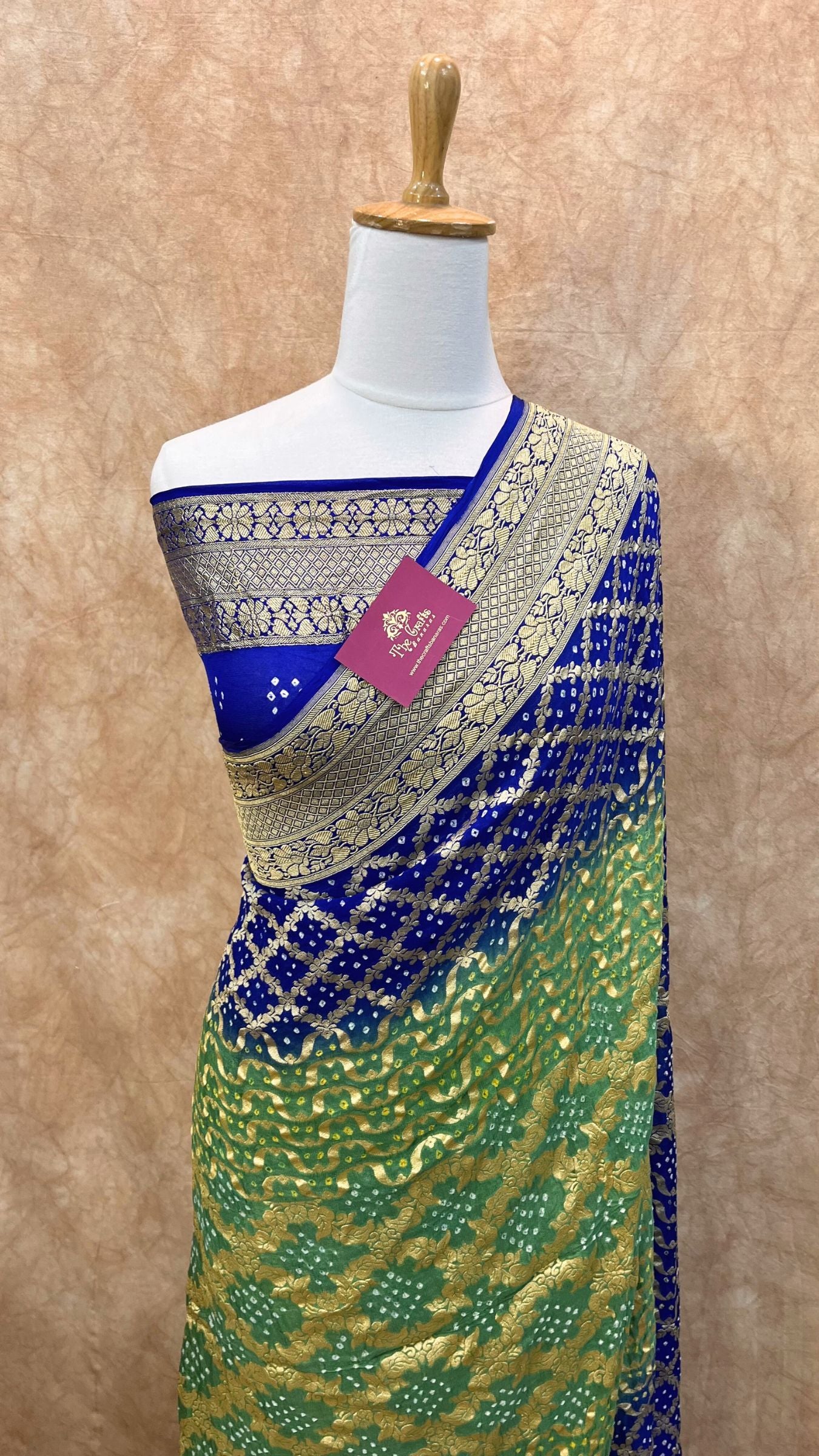 Pure Georgette Banarasi Handloom Bandhej Saree