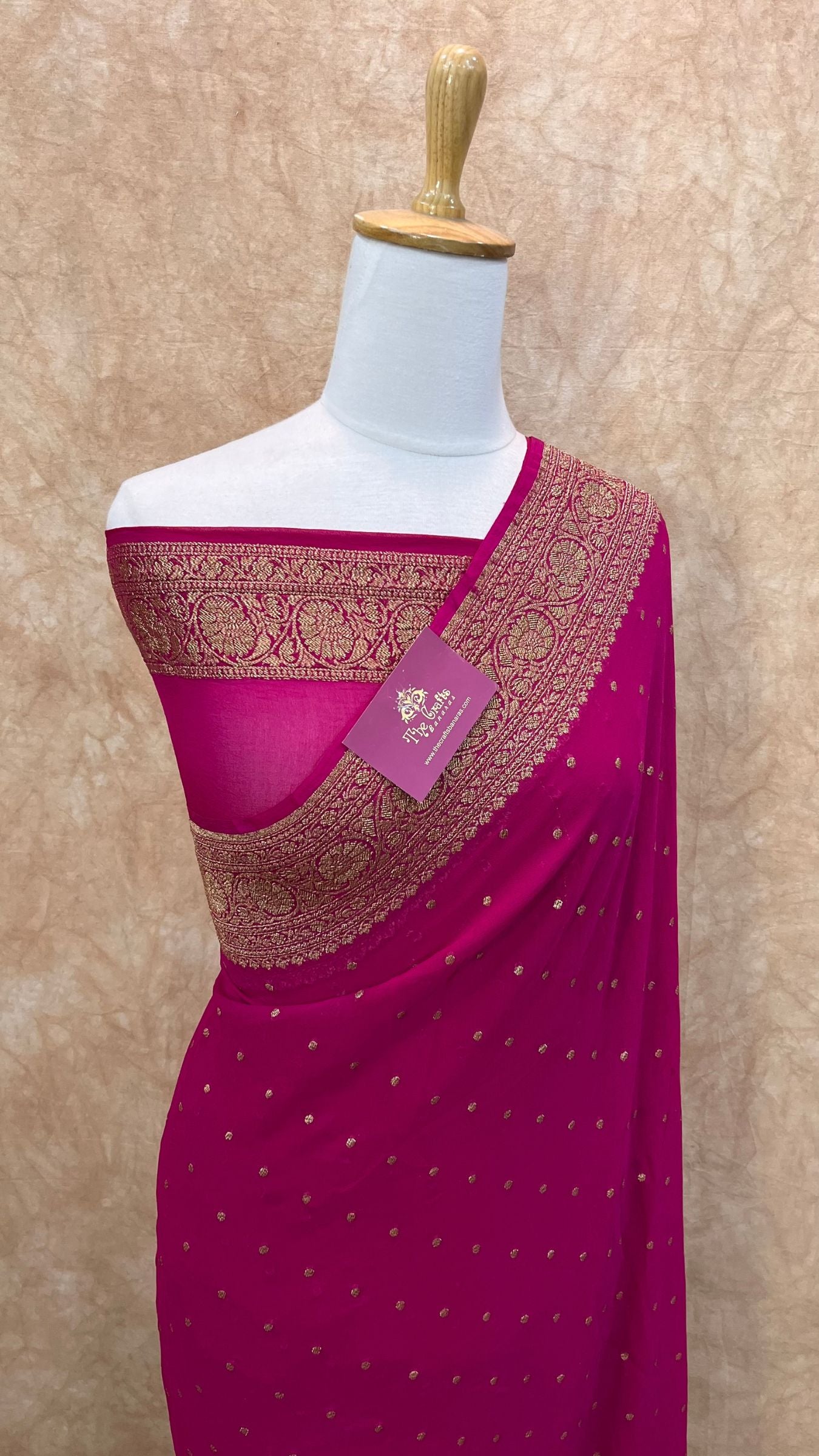 Khaddi Georgette Banarasi Saree - Antique Zari
