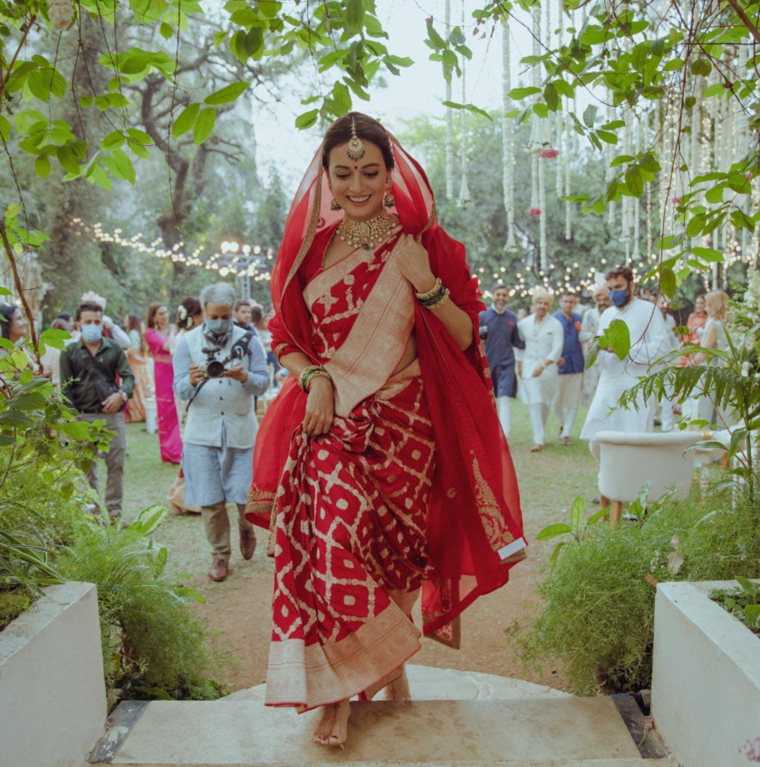 Diya Mirza in Pure Katan Silk Handloom Banarasi Saree - Jaal Work