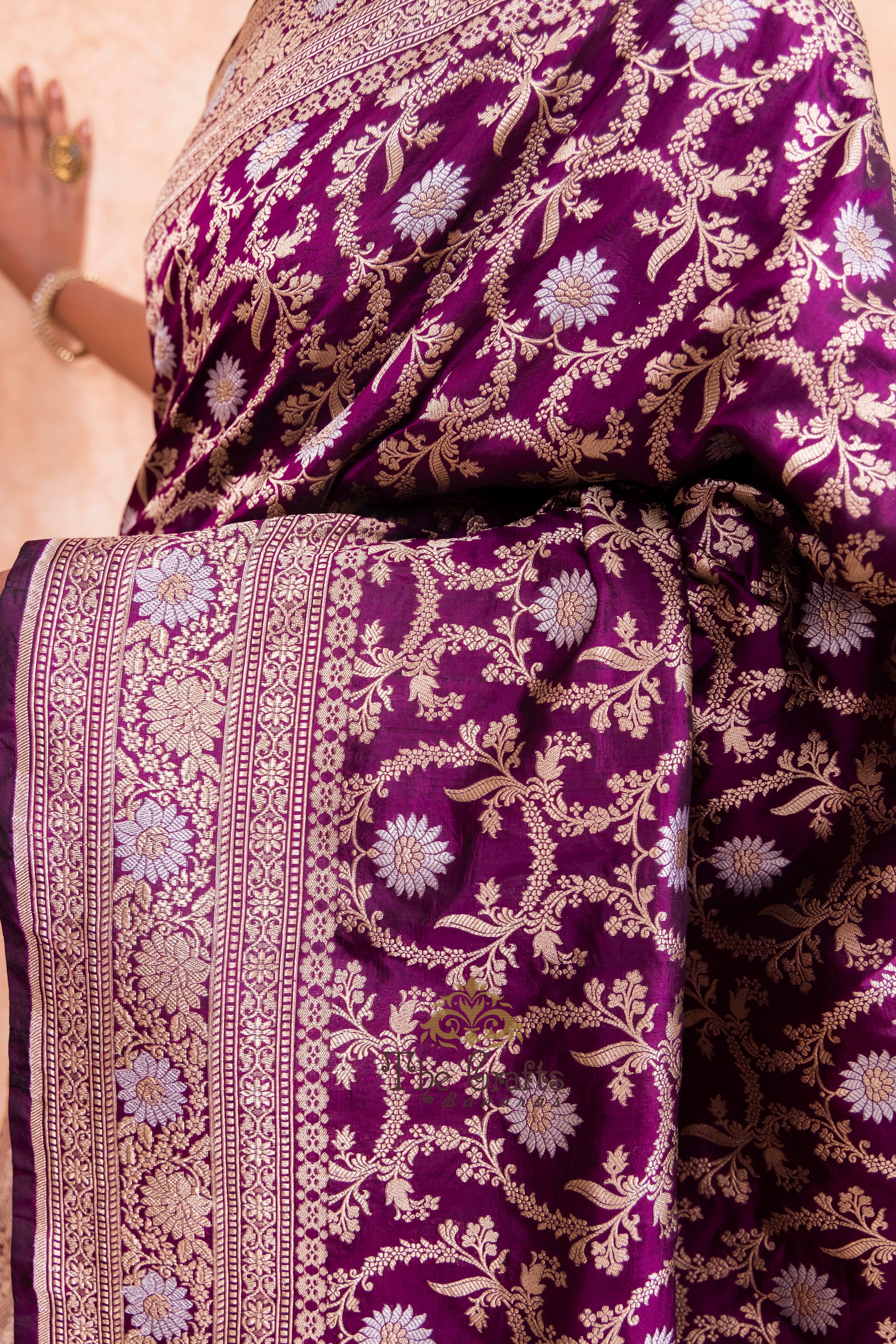 Pure Katan Silk Handloom Banarasi Saree - All over sona roopa Jaal work