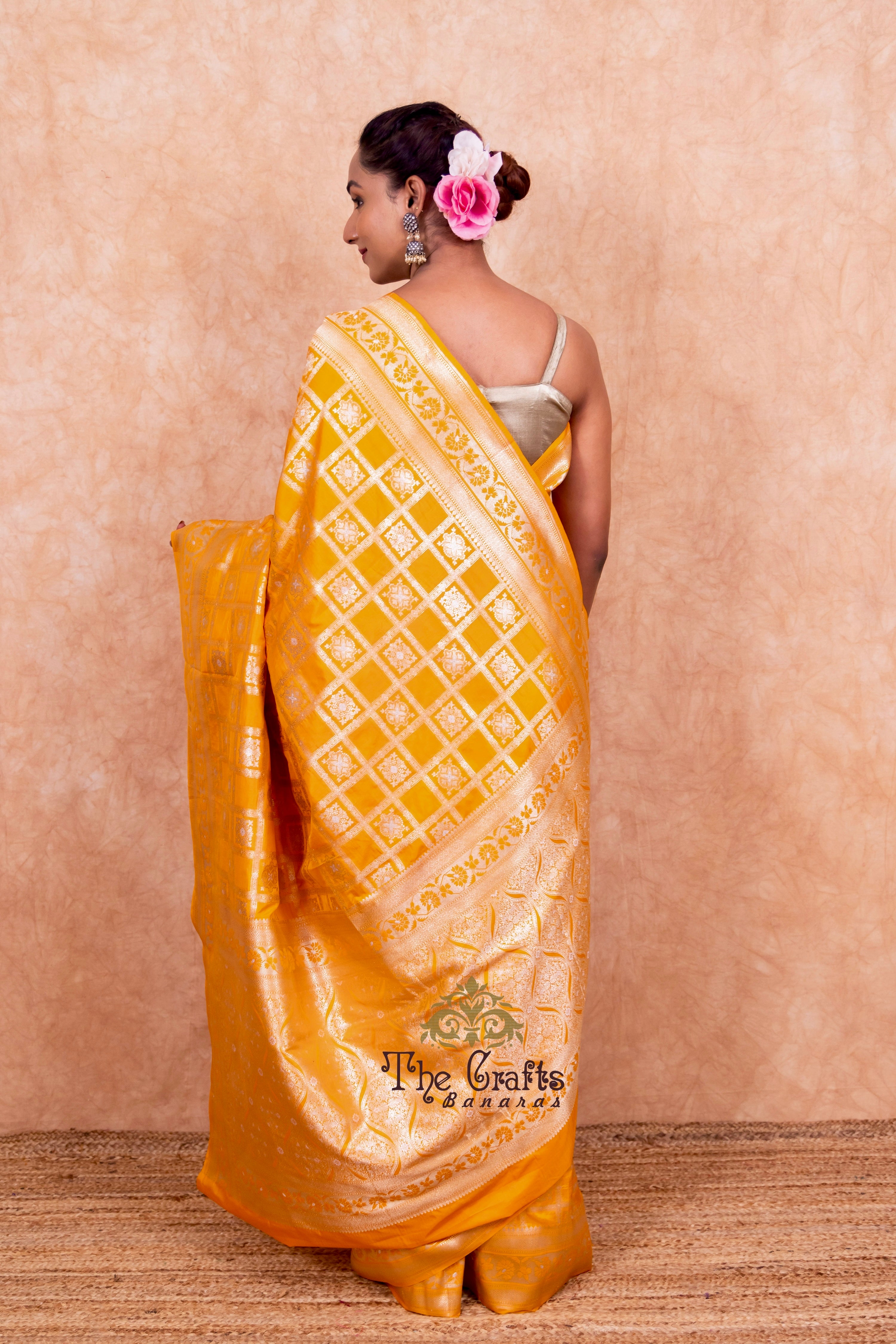 Pure Katan Silk Handloom Banarasi Saree - All over Sona Roopa Jaal work