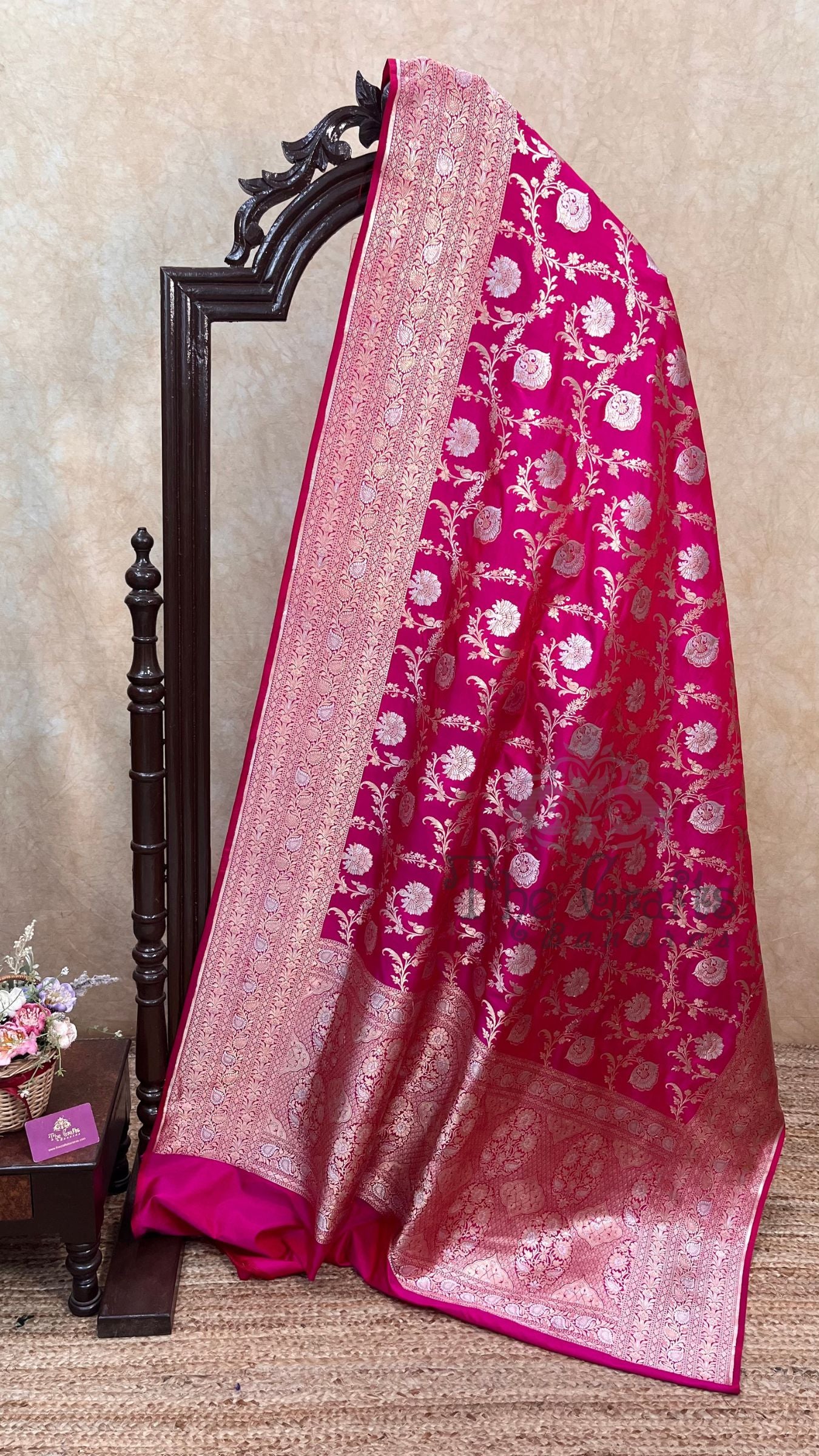 Pure Katan Silk Handloom Banarasi Saree - All over Sona Roopa Jaal work