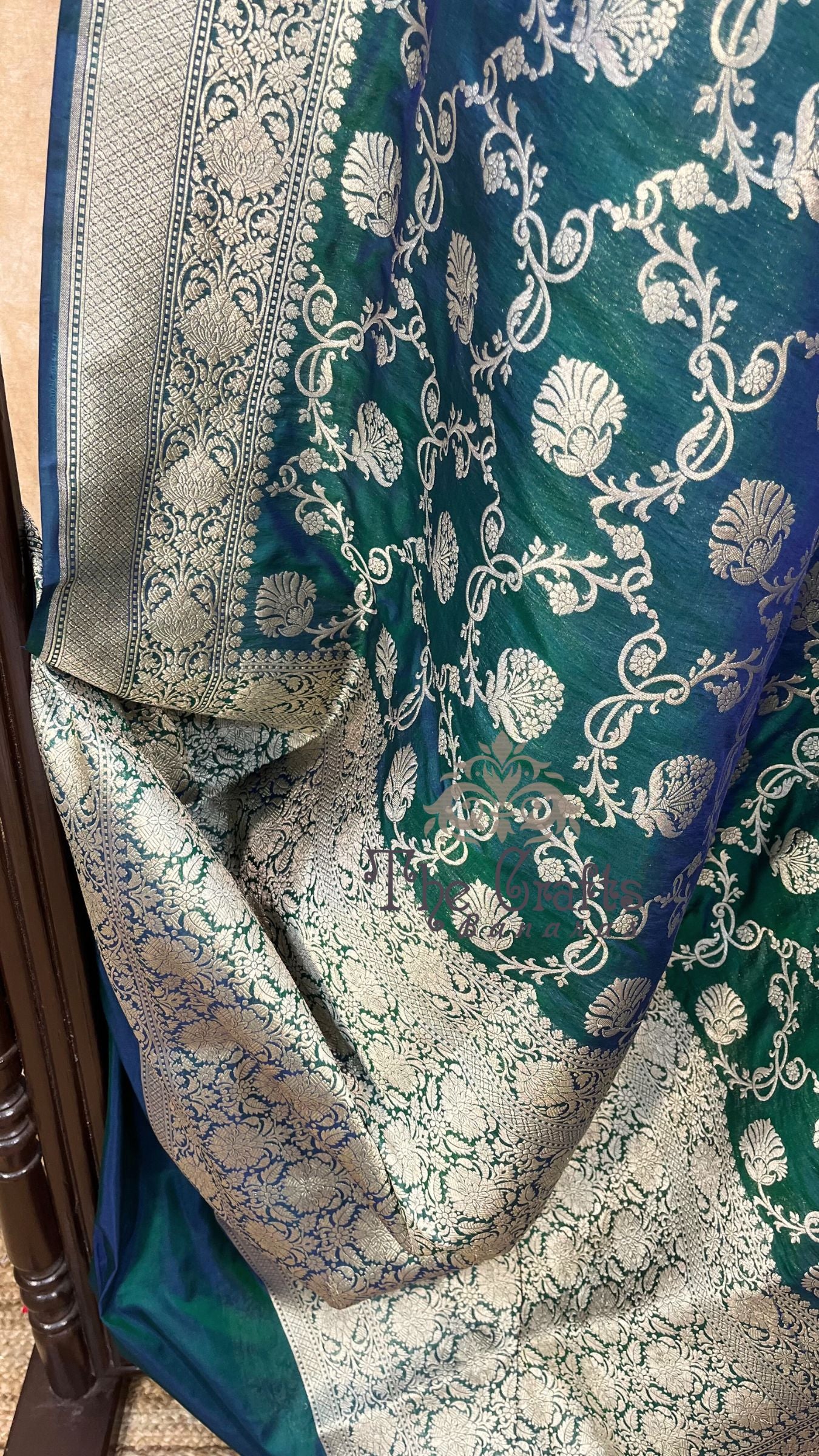 Pure Katan Silk Handloom Banarasi Saree - Jaal work