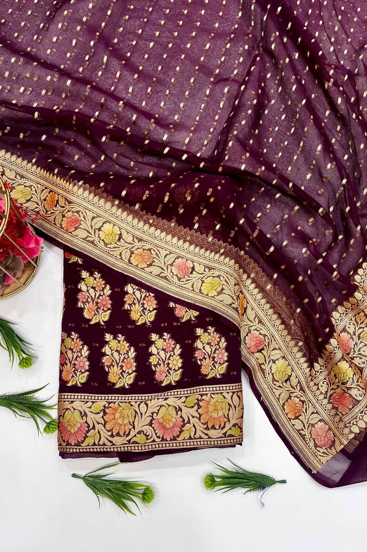 Khaddi Georgette Banarasi Dress Material