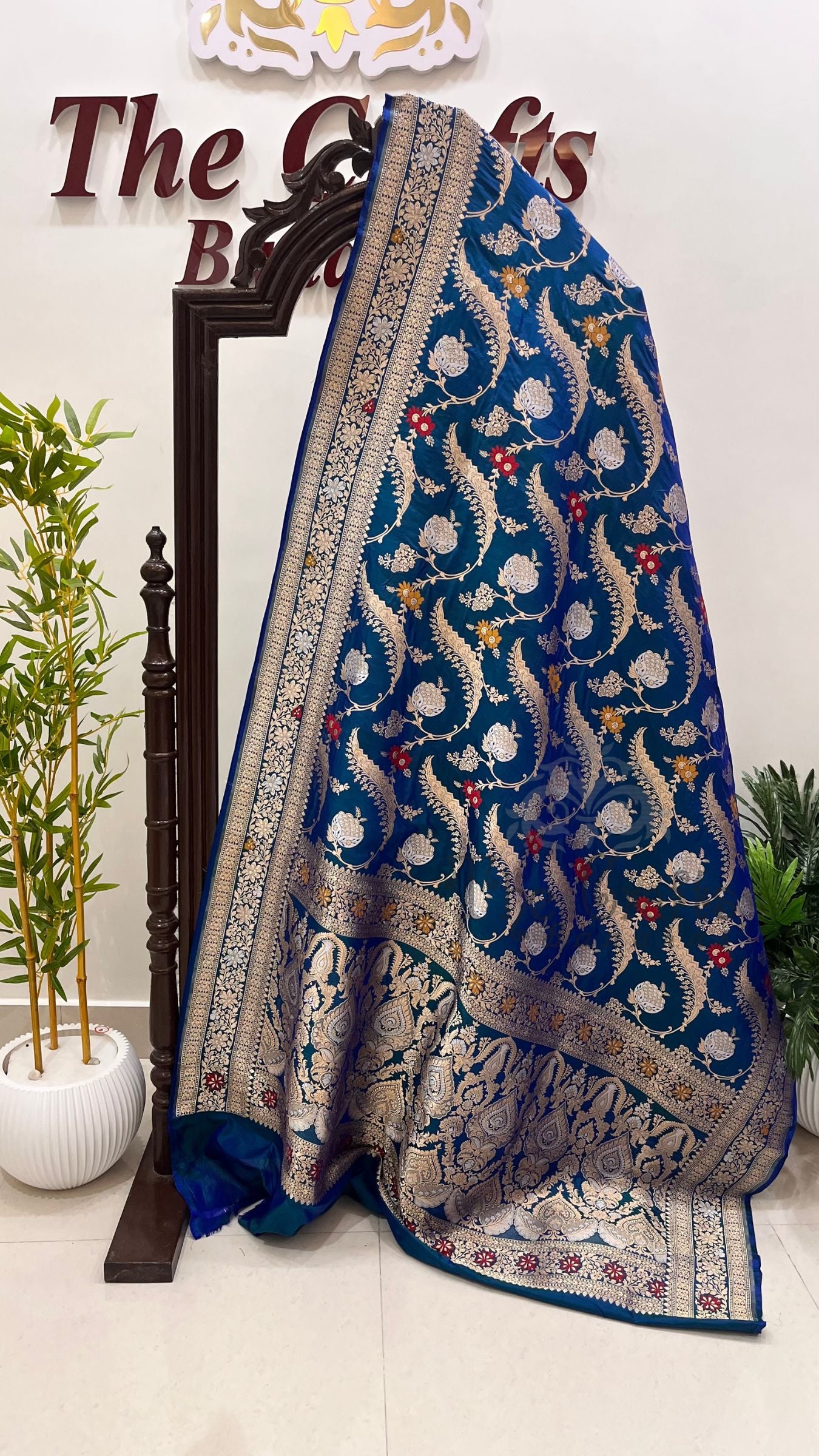 Pure Katan Silk Handloom Banarasi Saree - All Over Sona Rupa Jaal Work