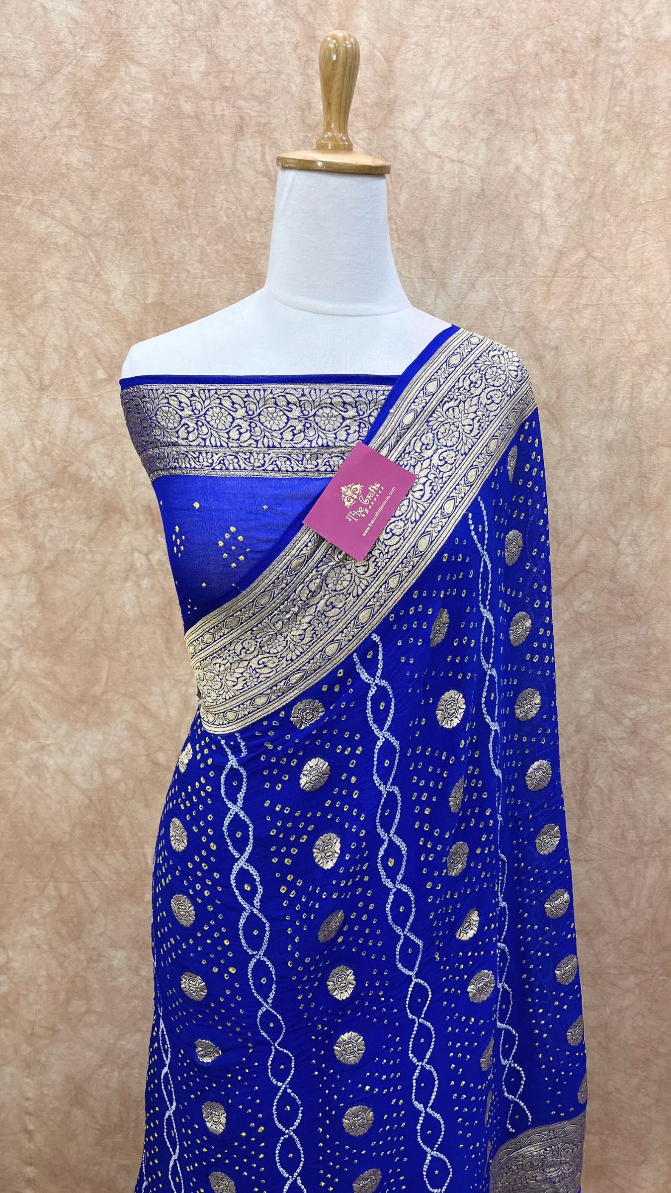 Pure Georgette Banarasi Handloom Bandhej Saree