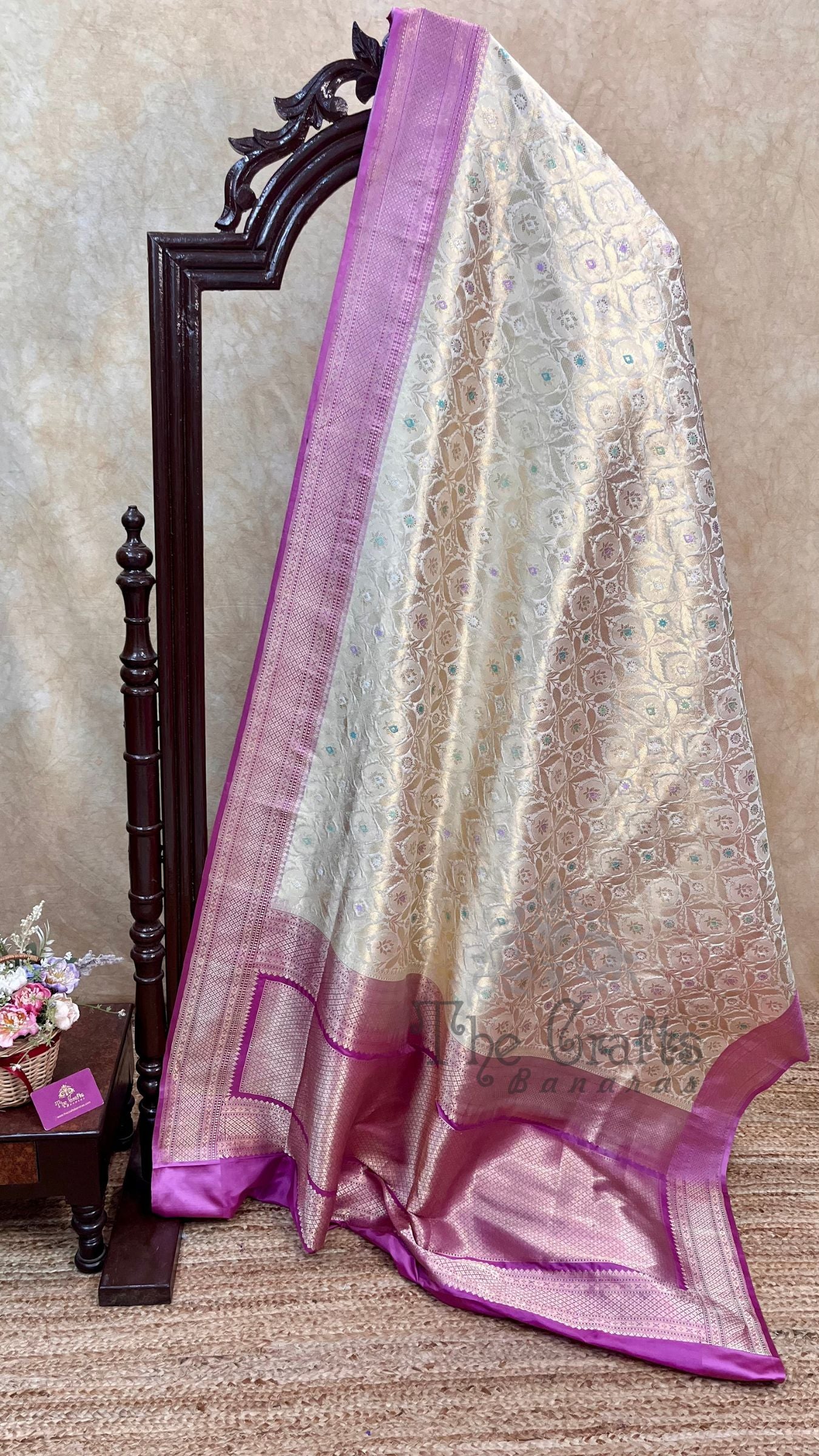 Pure Katan Silk Handloom Banarasi Saree - Kadhua Brocade Meena with Satan Border