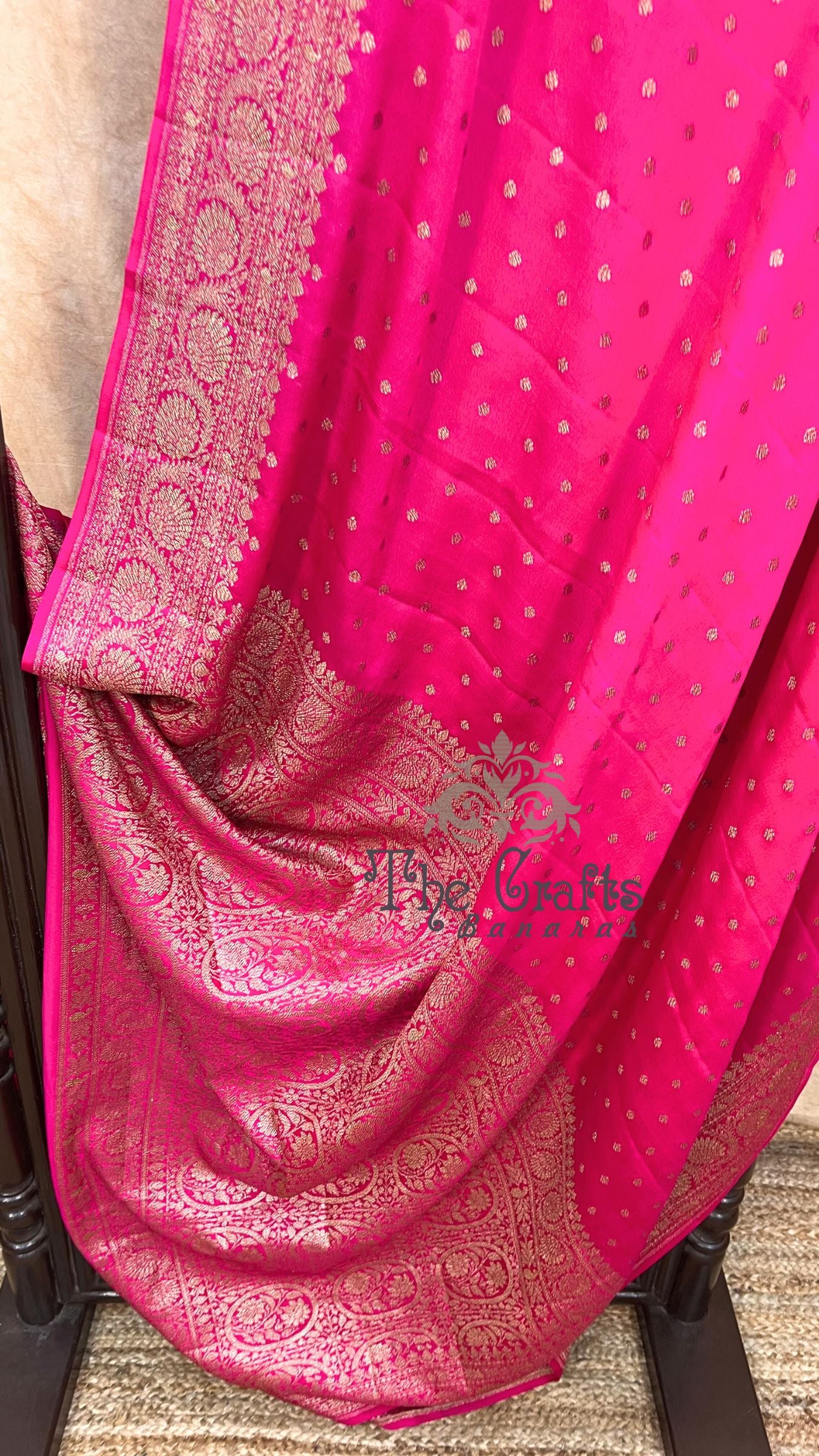 Pure Crepe Georgette Banarasi Saree - Antique Zari