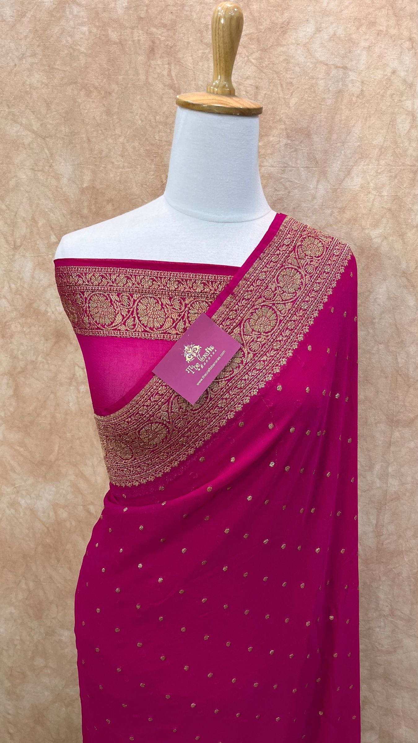 Khaddi Georgette Banarasi Saree - Antique Zari