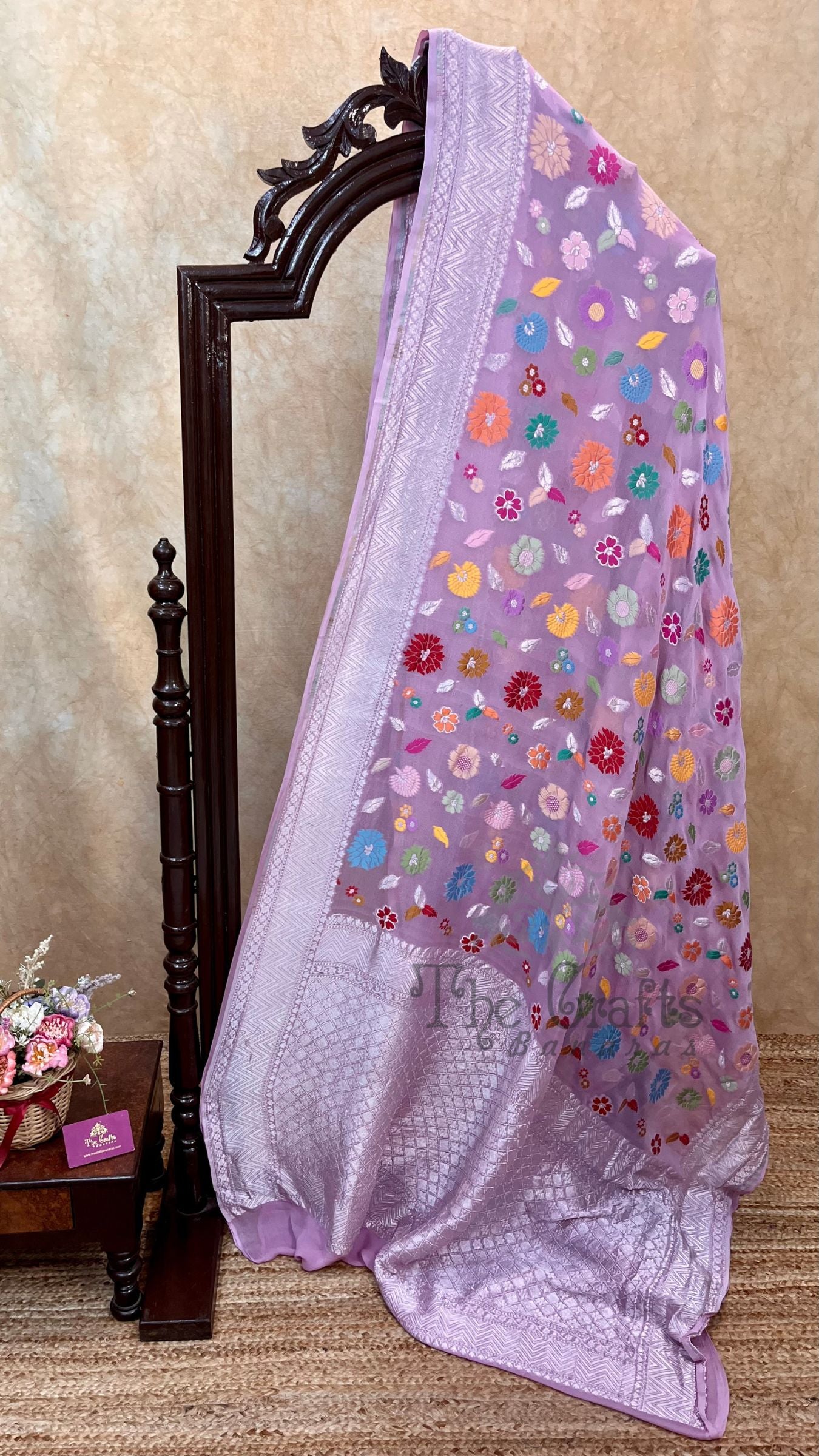 Khaddi Georgette Handloom Banarasi Saree - with meenakari all over