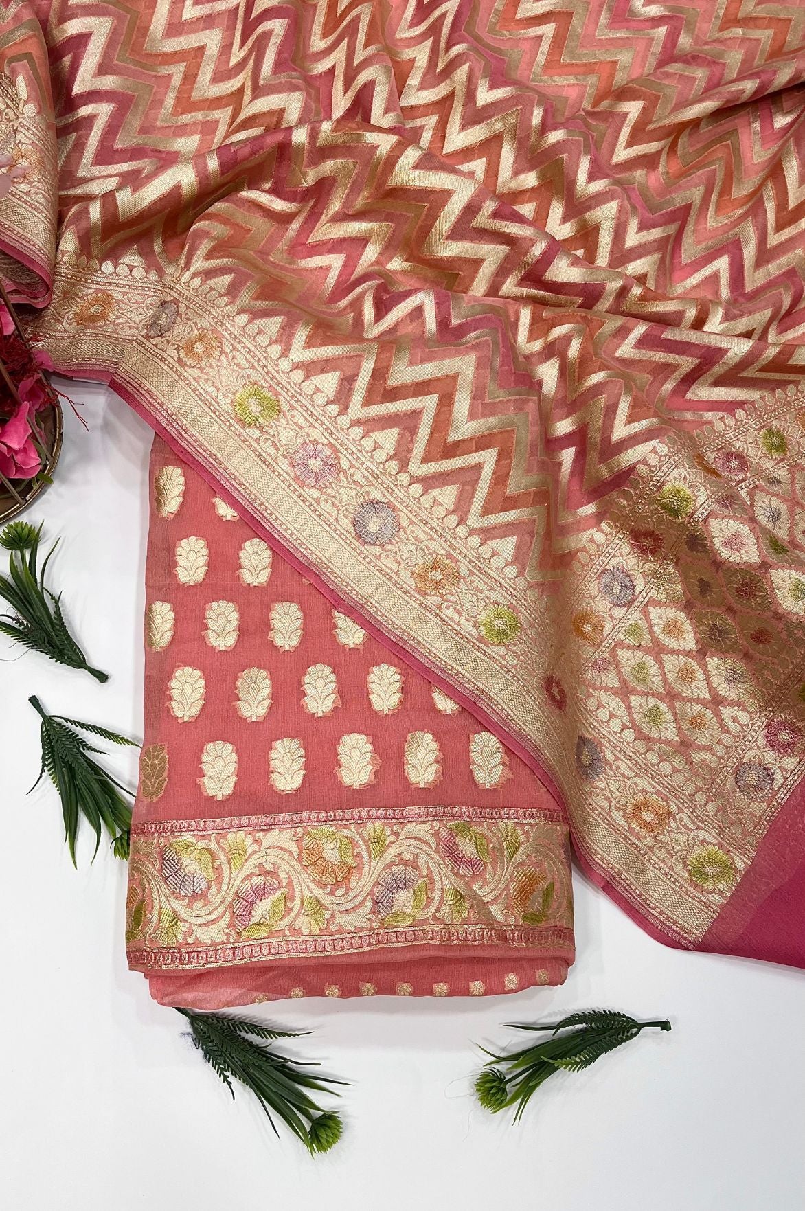 Khaddi Georgette Banarasi Dress Material