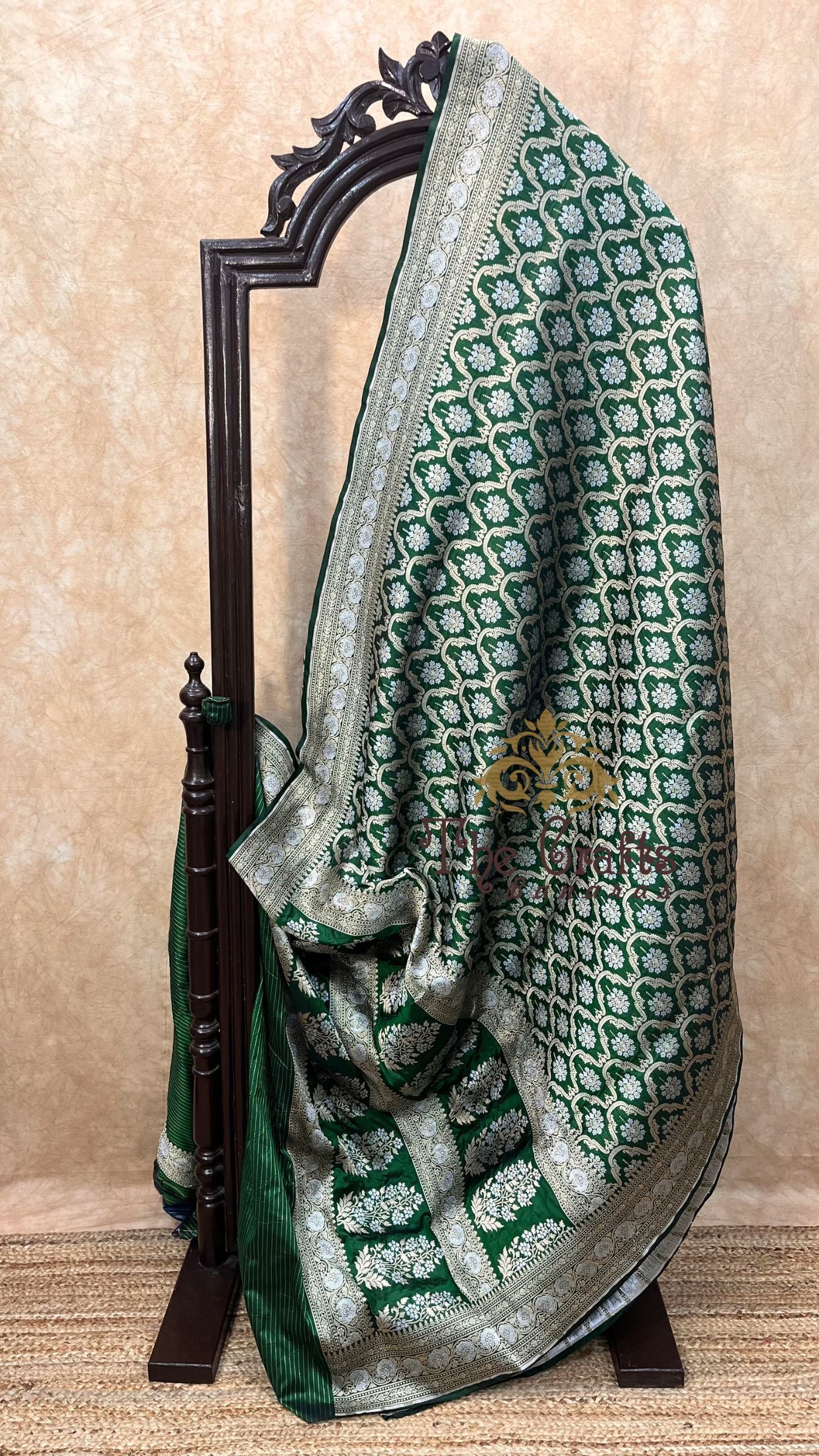 Pure Katan Silk Handloom Banarasi Saree - All over Sona Roopa Jaal work