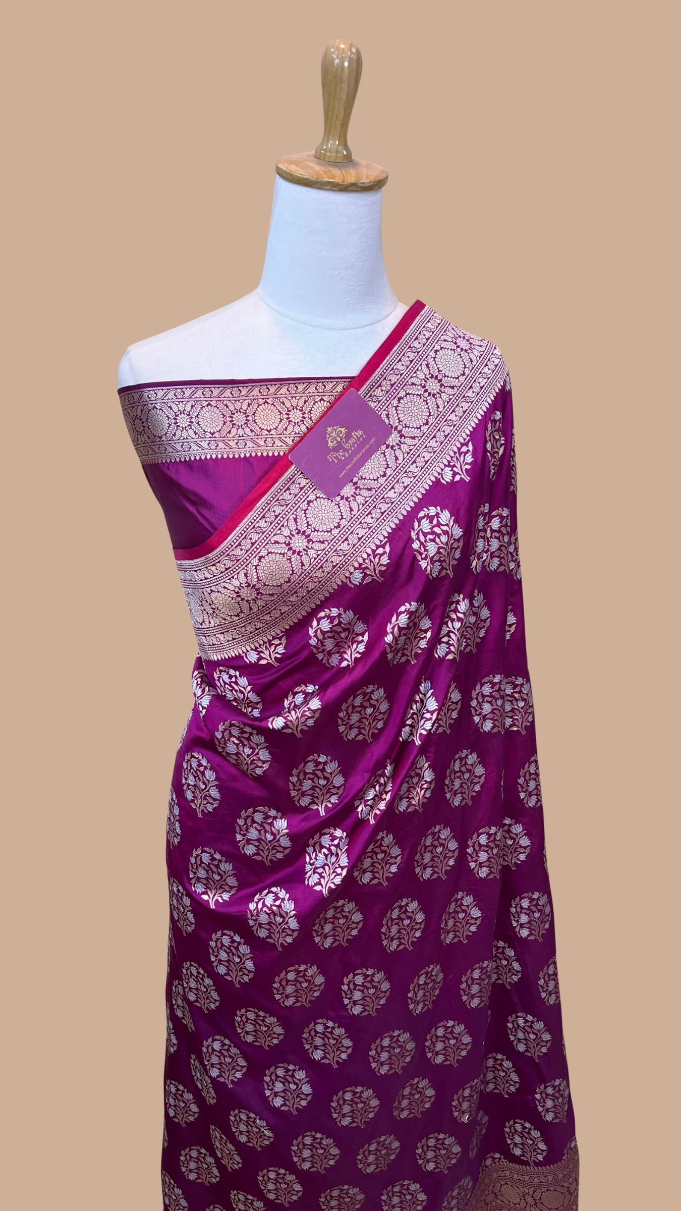 Pure Katan Silk Handloom Banarasi Saree - All Over Sona Rupa Jaal Work