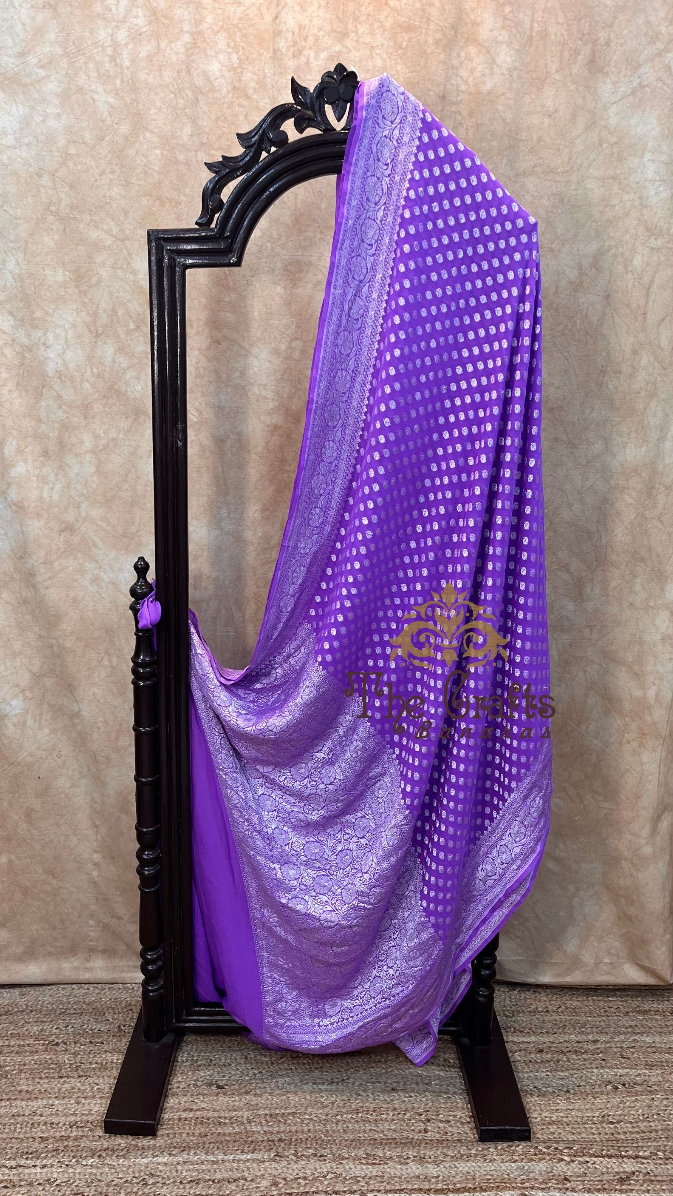 Pure Georgette Banarasi Saree - Silver Zari