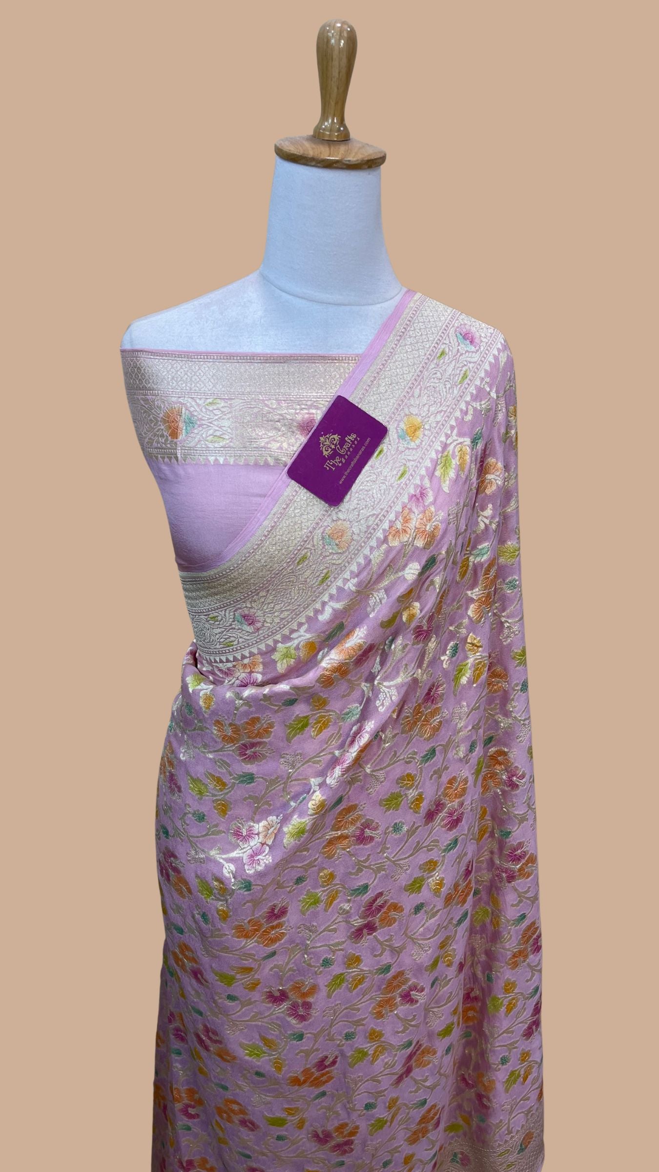 Khaddi Georgette Handloom Banarasi Saree