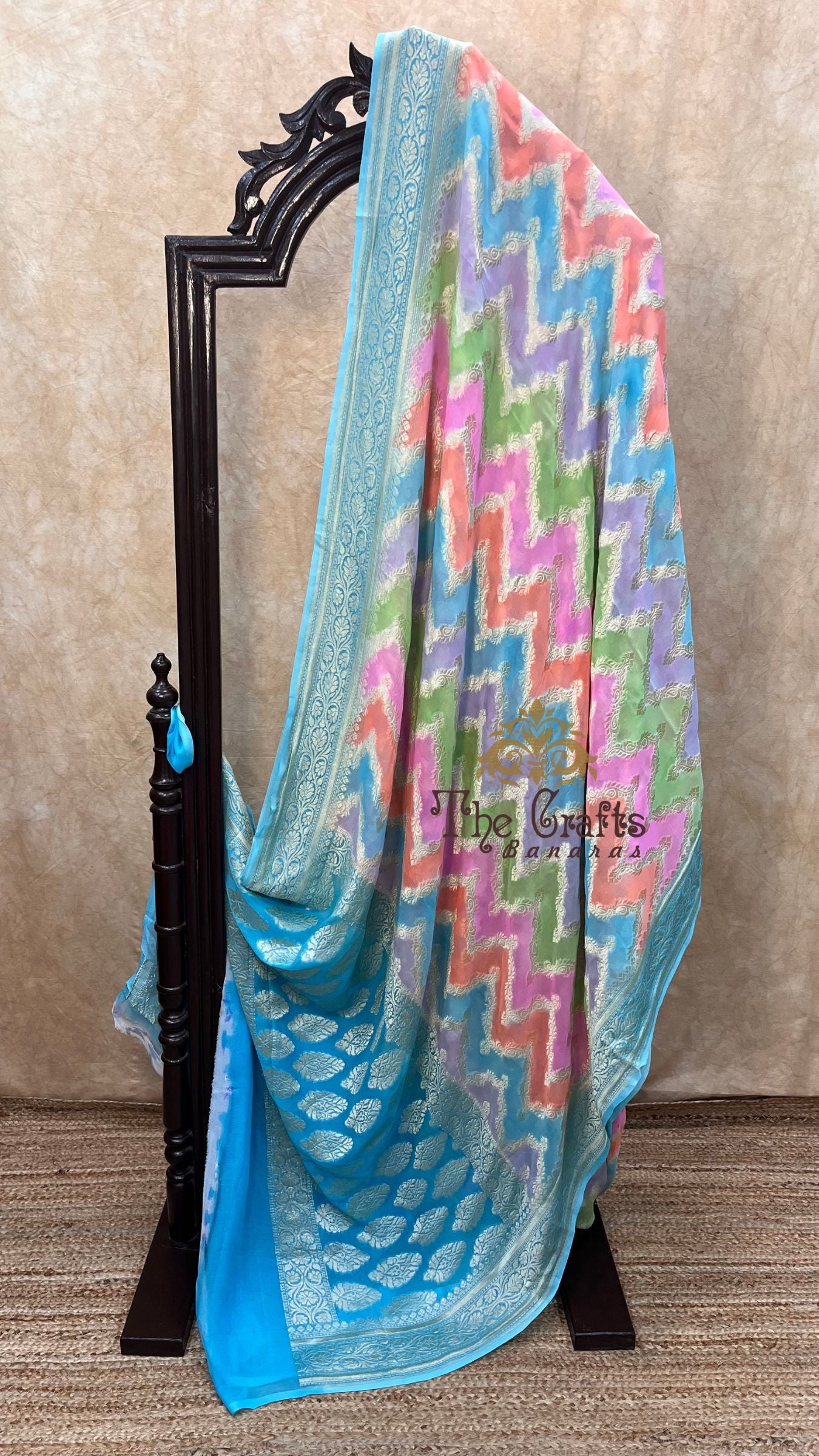 Khaddi Georgette Handloom Banarasi Saree - Water Zari
