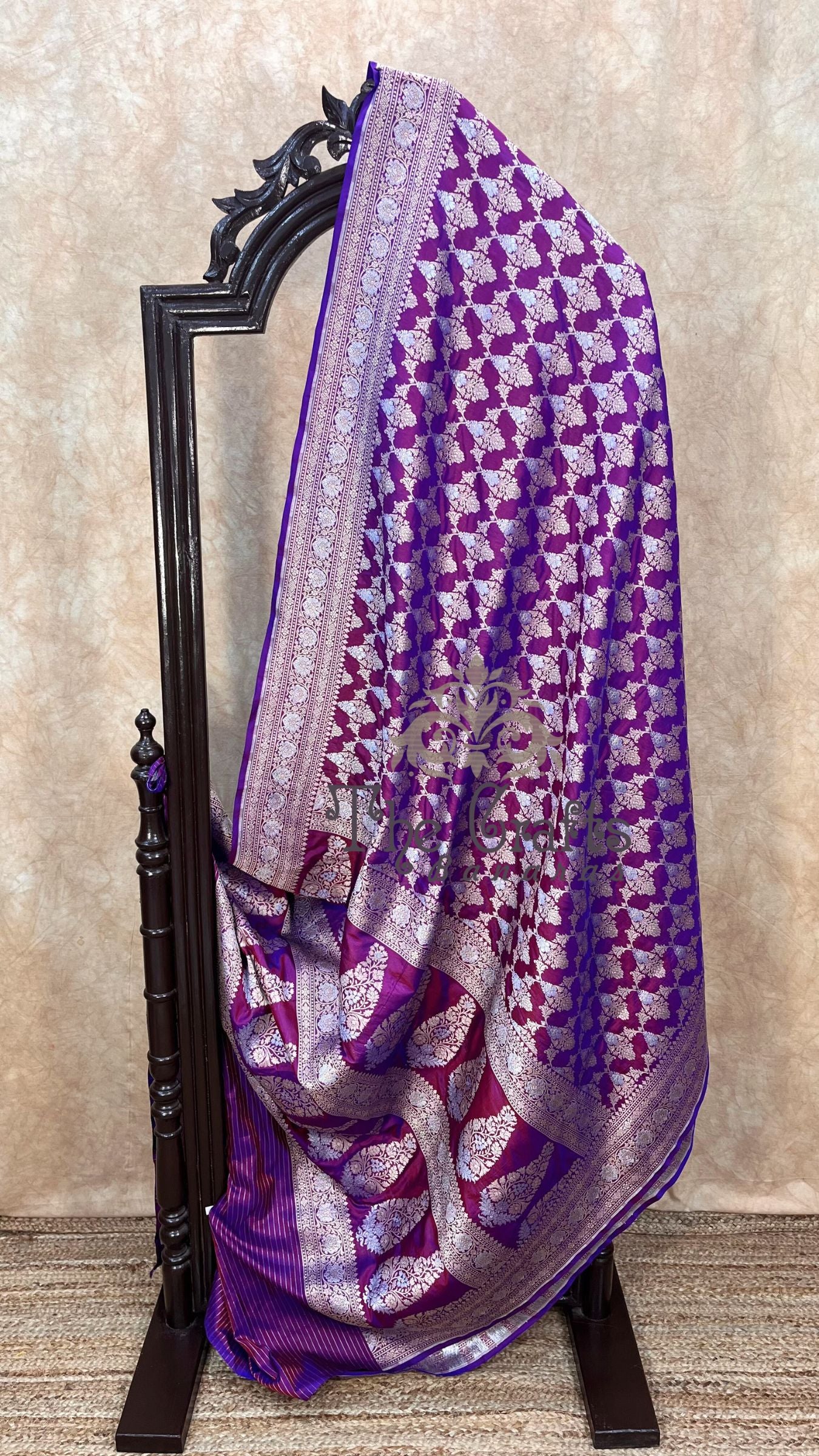 Pure Katan Silk Handloom Banarasi Saree - All over Sona Roopa Jaal work