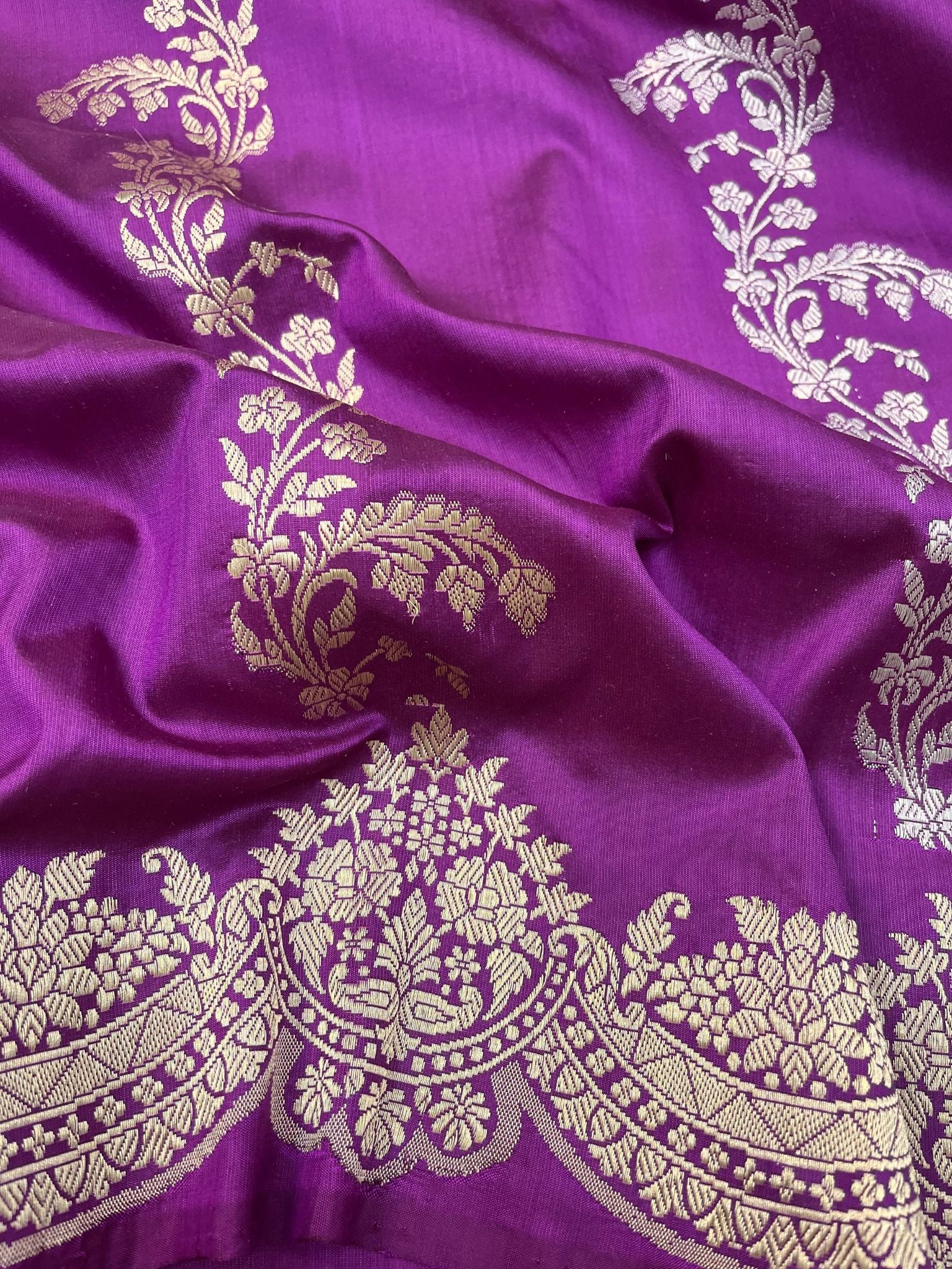 Pure Katan Silk Handloom Banarasi Saree - Sona roopa with kadhua work