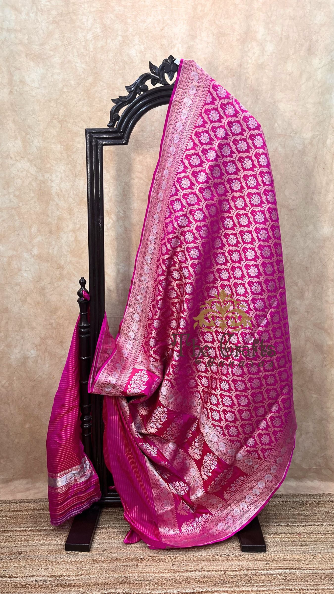 Pure Katan Silk Handloom Banarasi Saree - All over Sona Roopa Jaal work