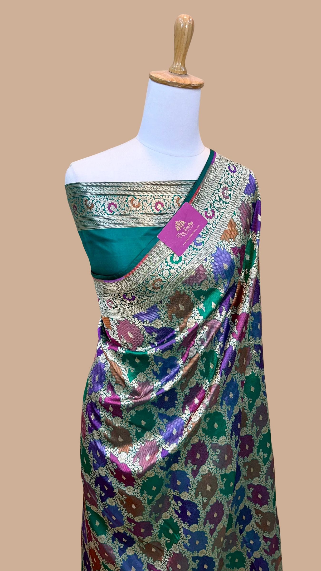 Rangkat Pure Katan Silk Handloom Banarasi Saree - All over Jaal work