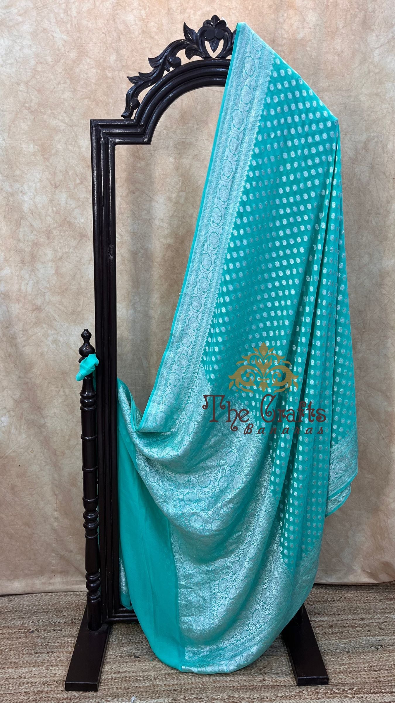 Pure Georgette Banarasi Saree - Silver Zari