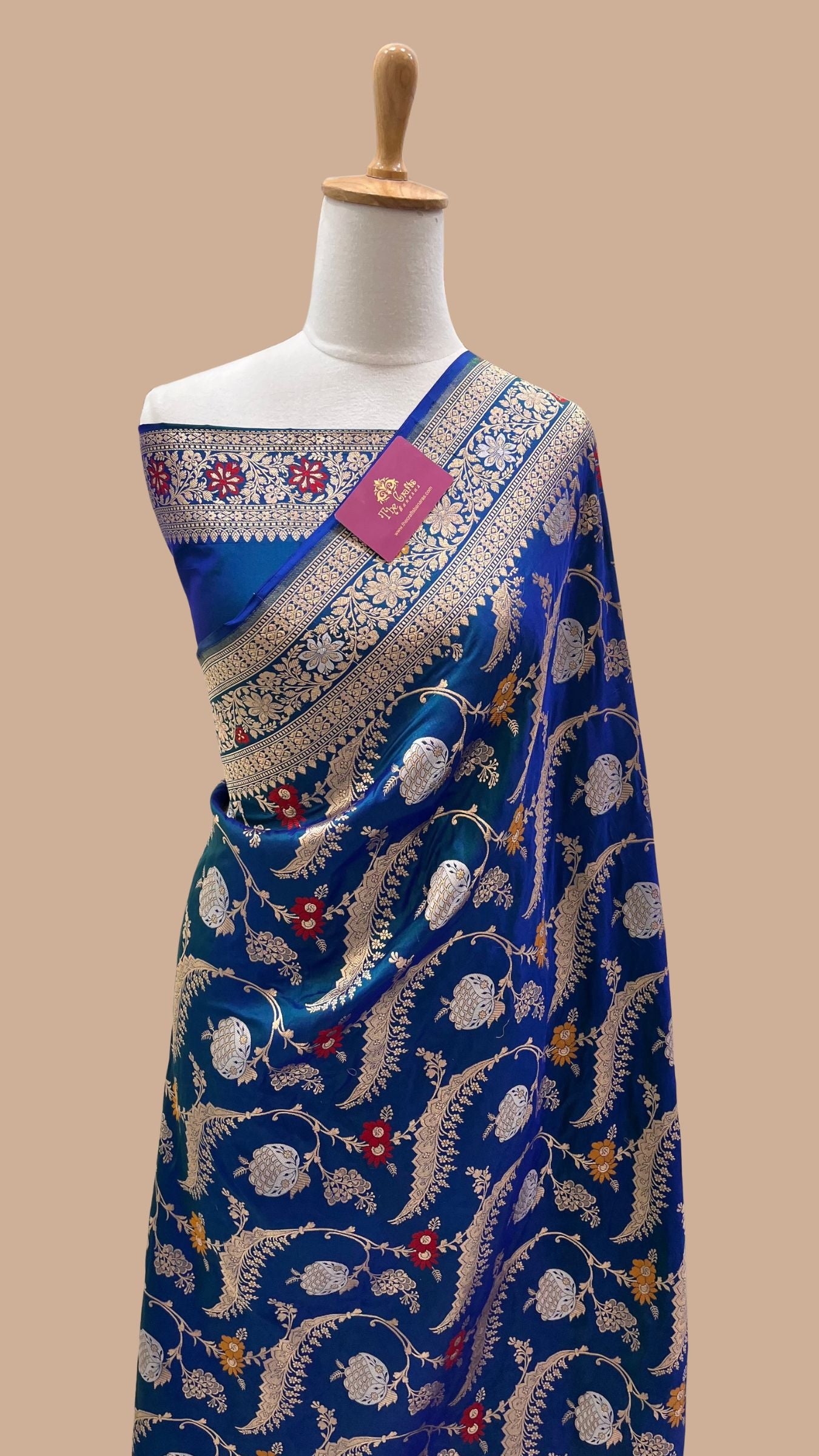 Pure Katan Silk Handloom Banarasi Saree - All Over Sona Rupa Jaal Work