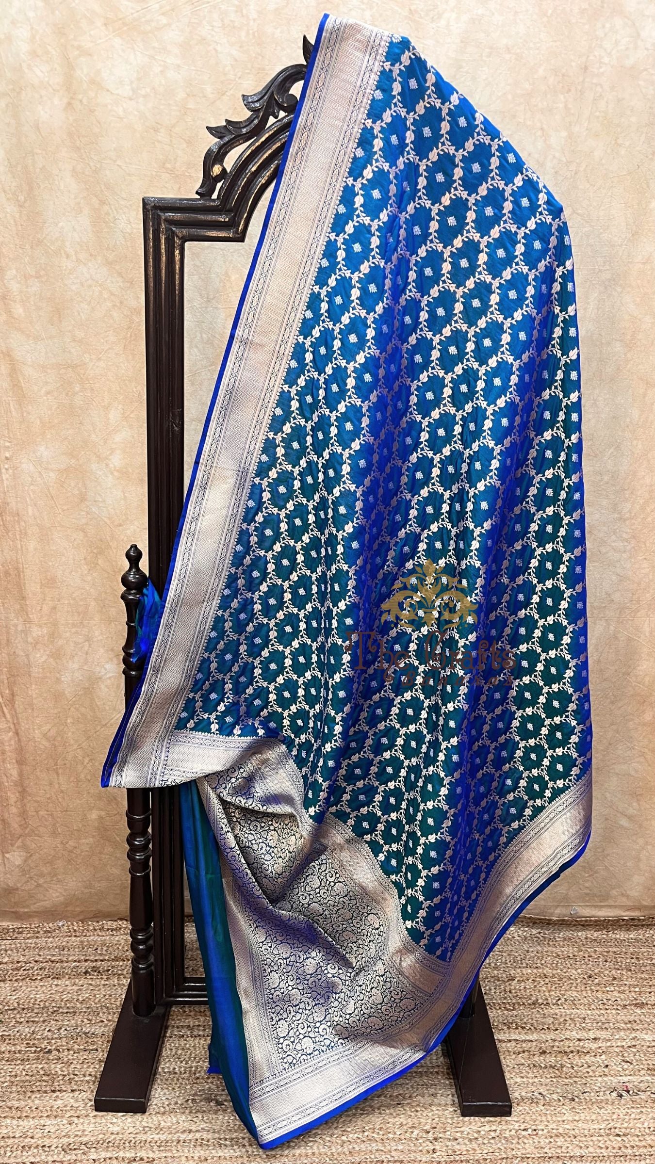 Pure Katan Silk Handloom Banarasi Saree - All over Sona Roopa Jaal work
