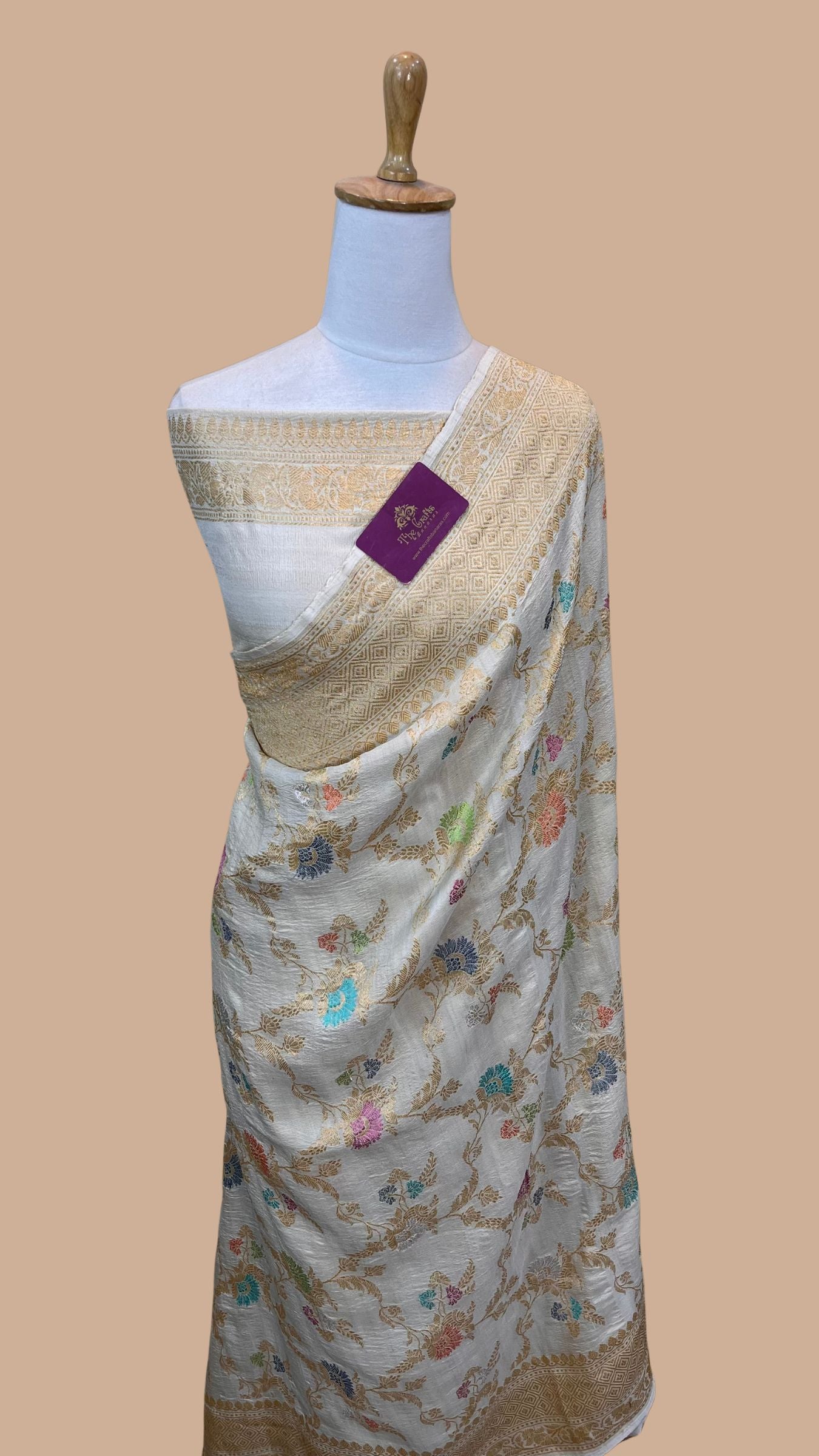 Tussar Georgette Handloom Banarasi Saree - Kadhua Meenakari