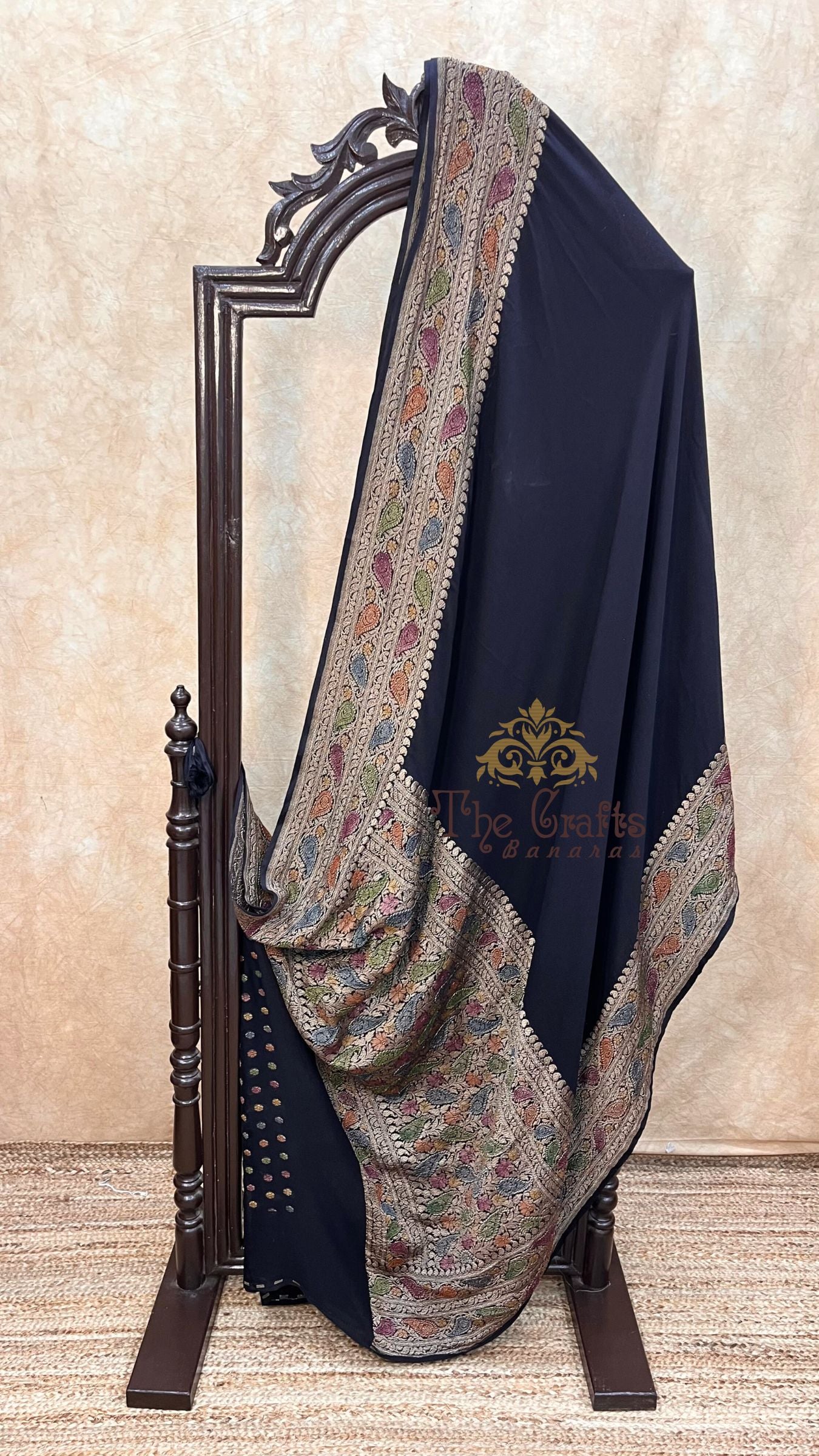Khaddi Georgette Banarasi Saree - Antique Zari