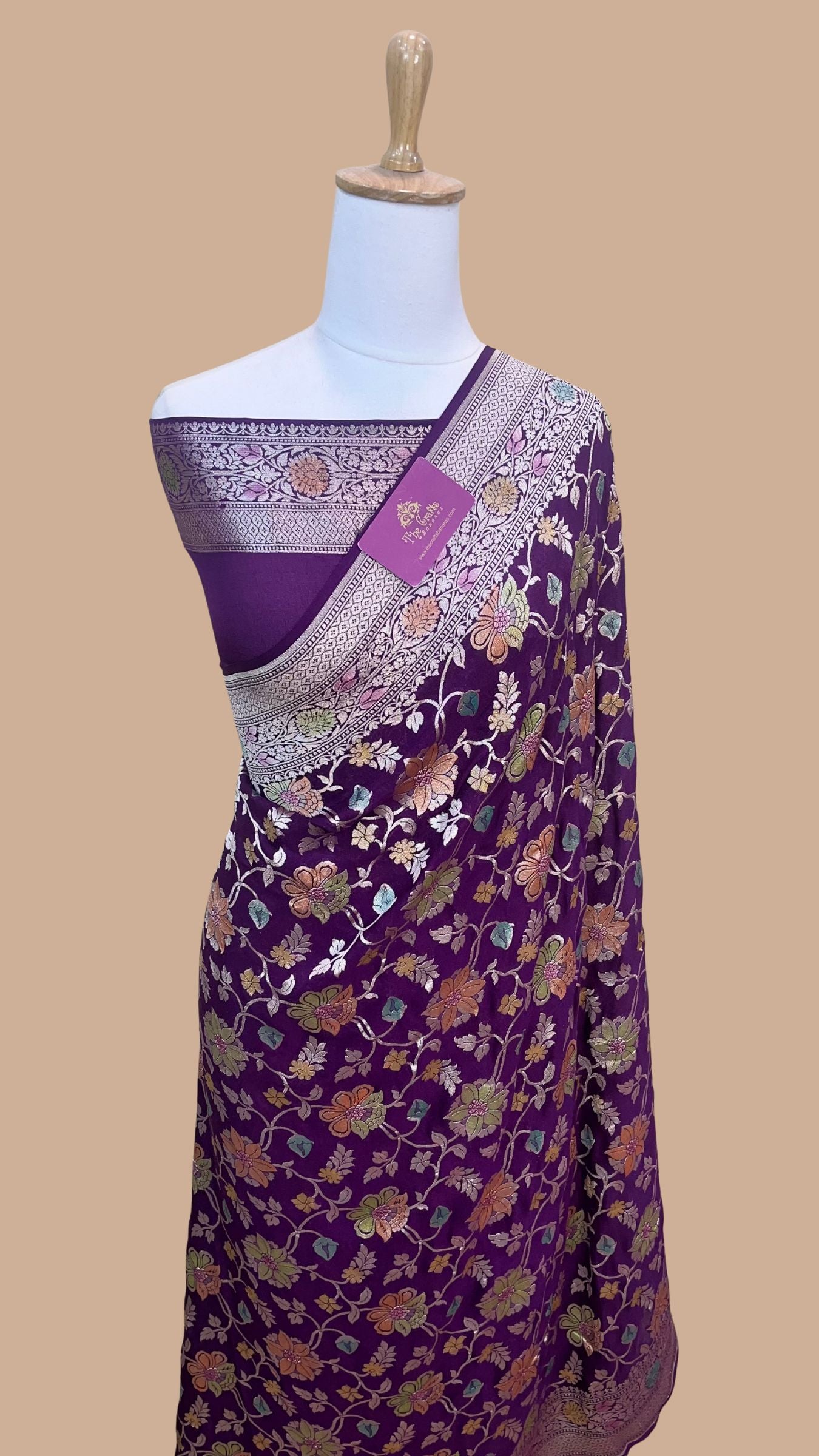 Khaddi Georgette Handloom Banarasi Saree