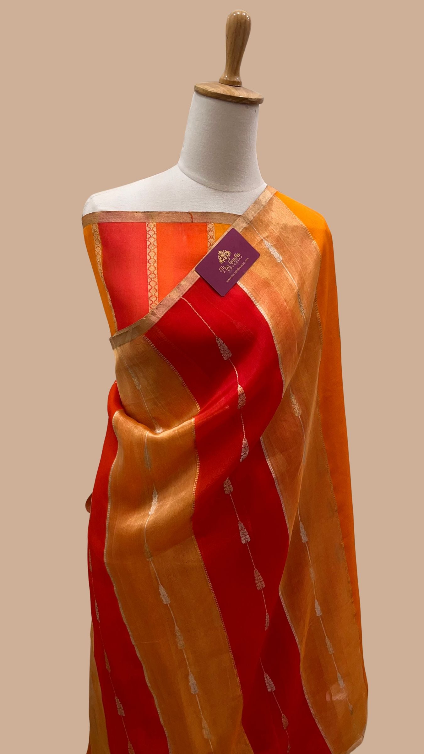 Rangkat Pure Kora Tissue Silk Handloom Banarasi Saree- Kadhua Motifs