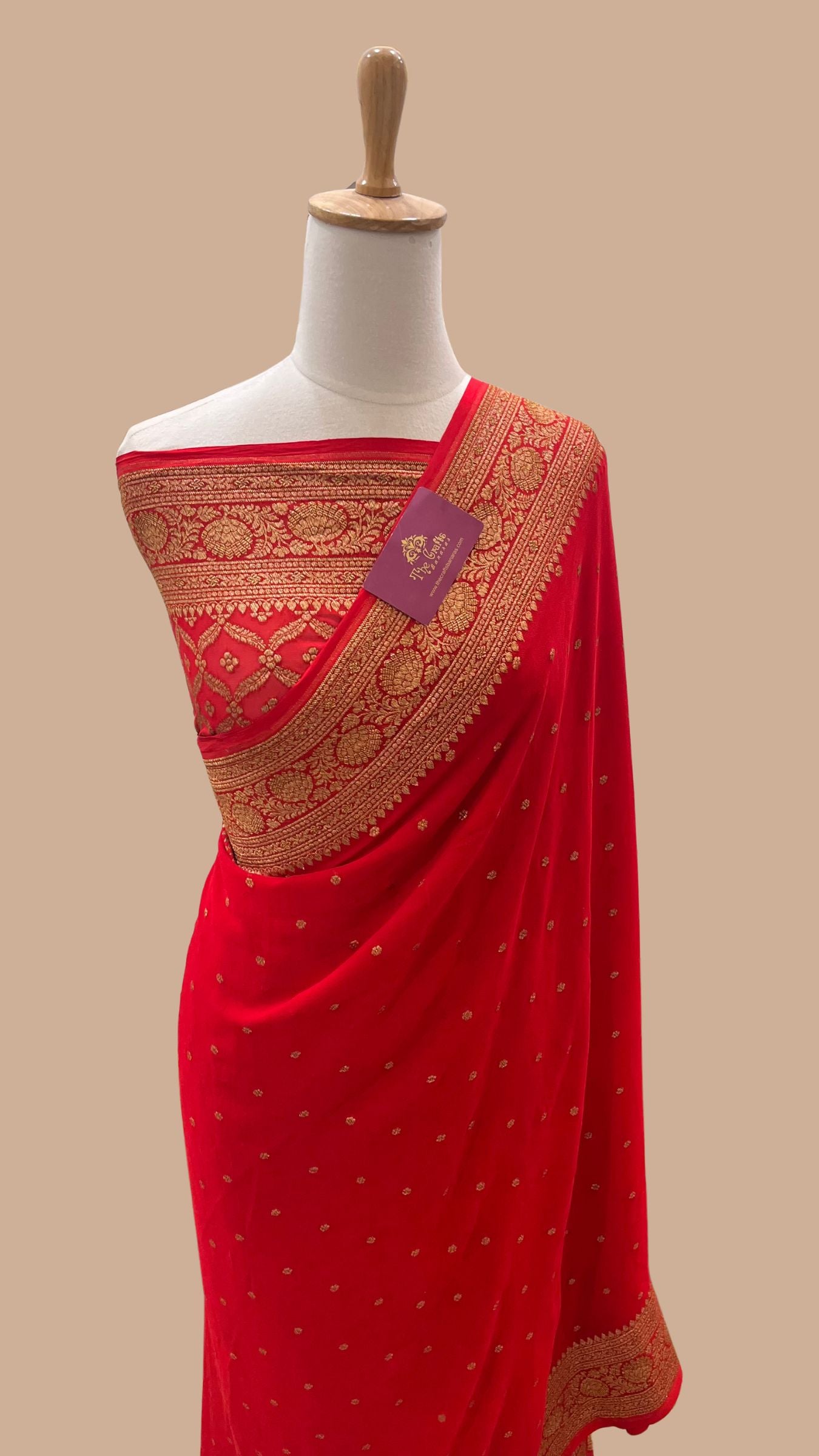Khaddi Georgette Banarasi Saree - Antique Zari