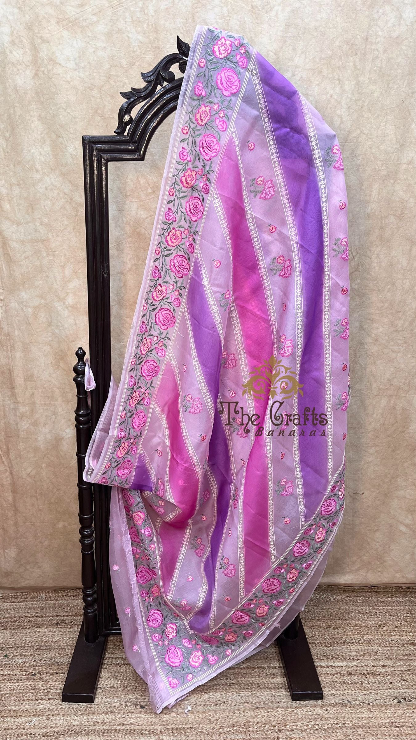 Pure Organza Silk Chikankari Handloom Banarasi Saree