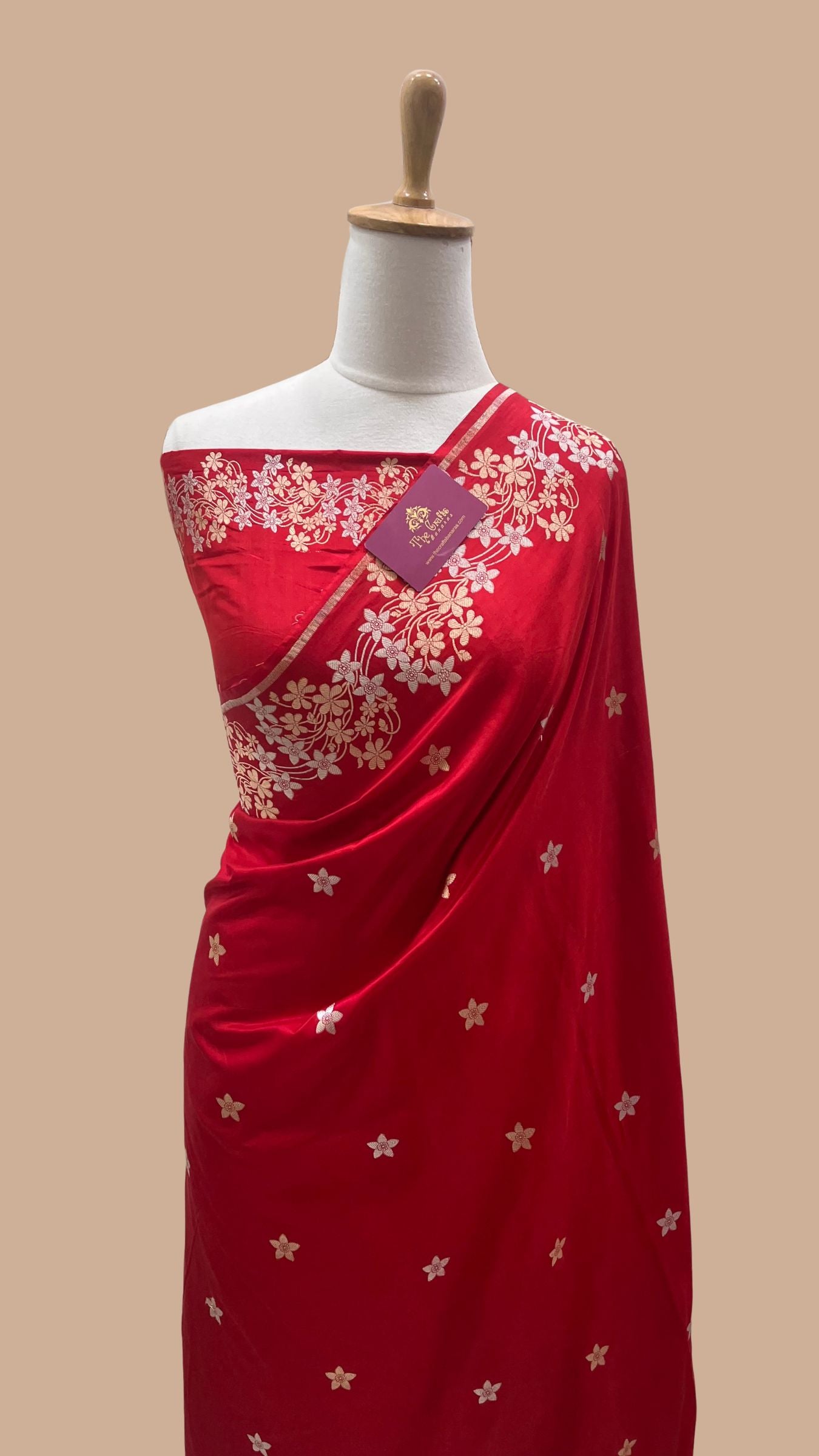 Pure Katan Silk Handloom Banarasi Saree - All over sona rupa motifs