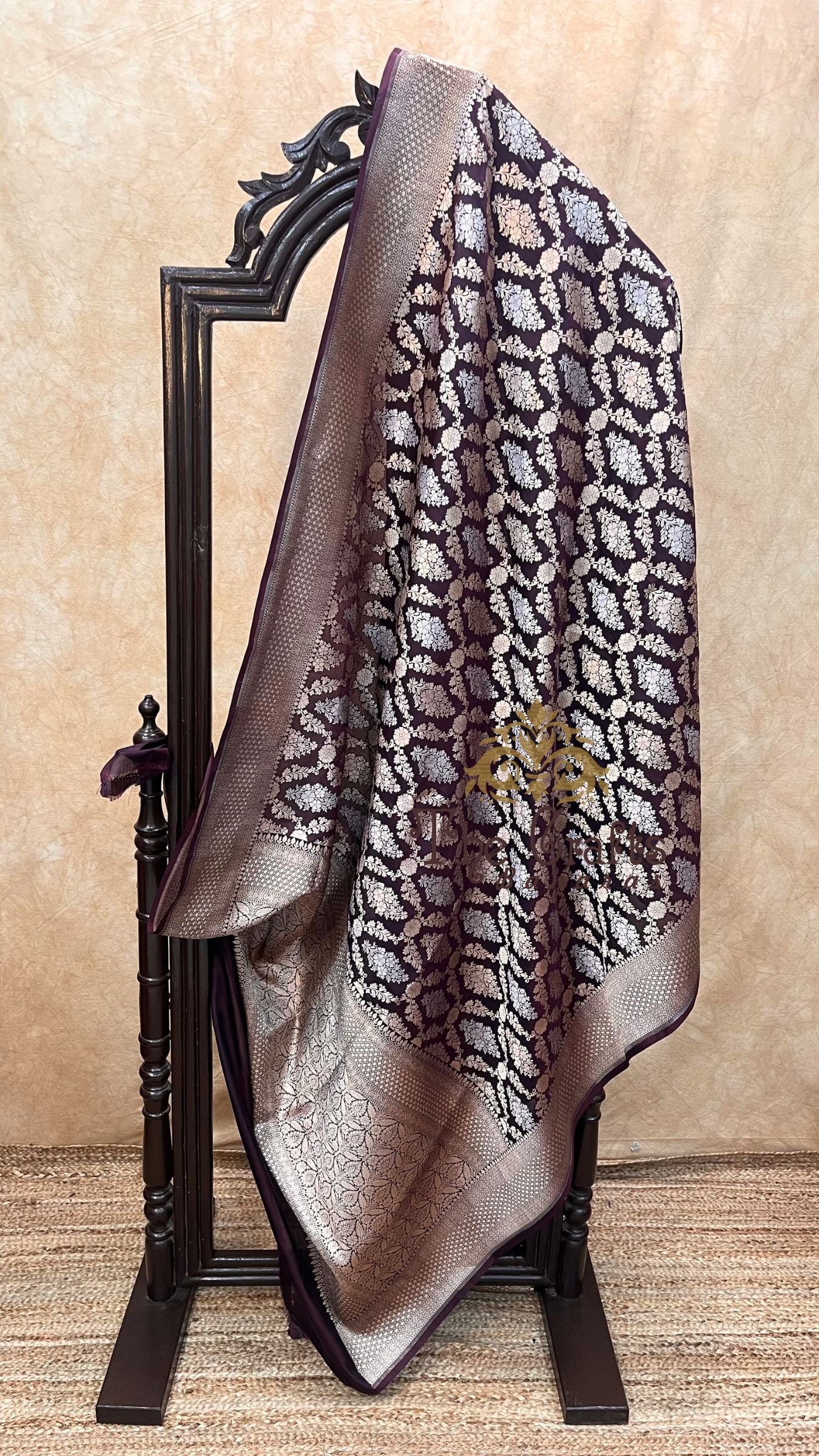 Pure Katan Silk Handloom Banarasi Saree - All over Sona Roopa Jaal work