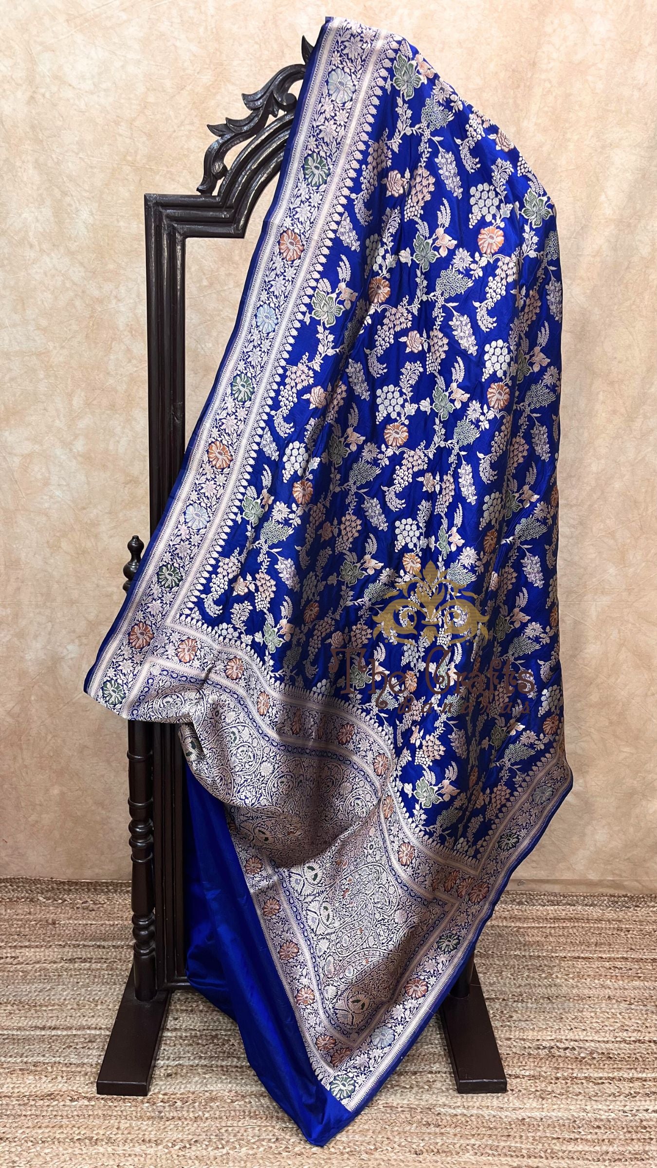 Pure Katan Silk Handloom Banarasi Saree - Jaal Work With Meenakari