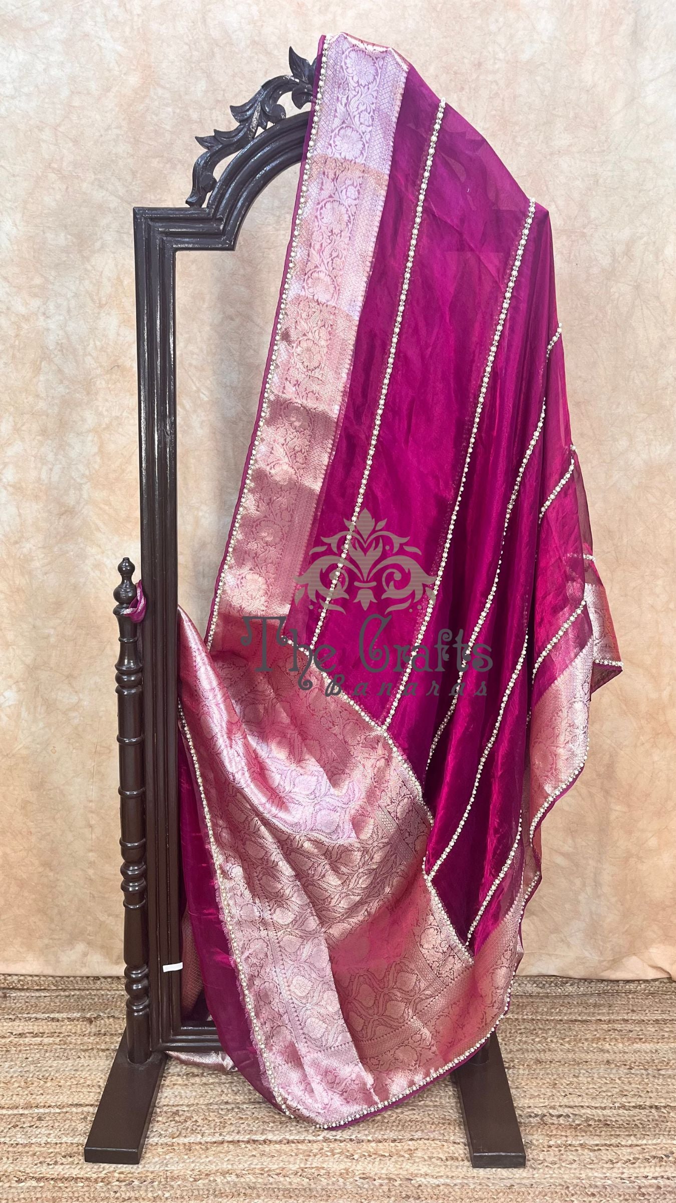 Pure Kora Tissue Silk Banarasi Saree - handwork motifs