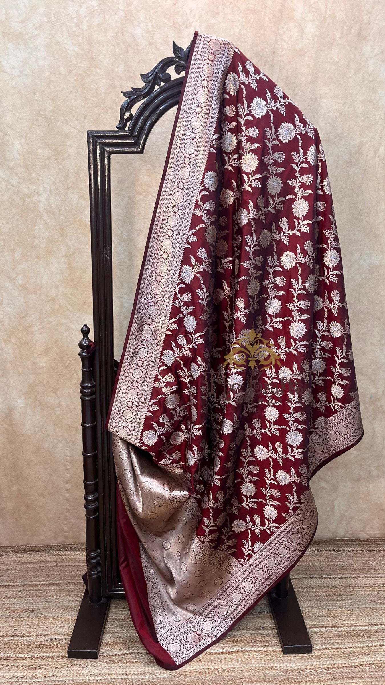 Pure Katan Silk Handloom Banarasi Saree - All over Sona rupa jaal work