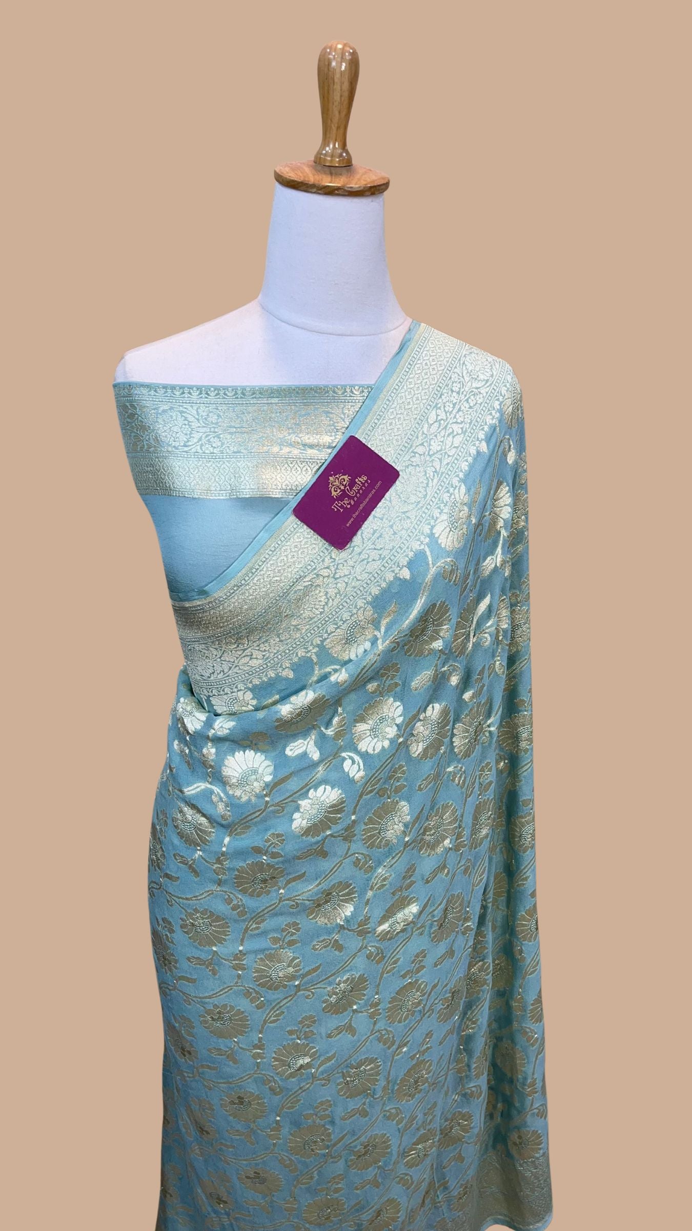 Khaddi Georgette Handloom Banarasi Saree