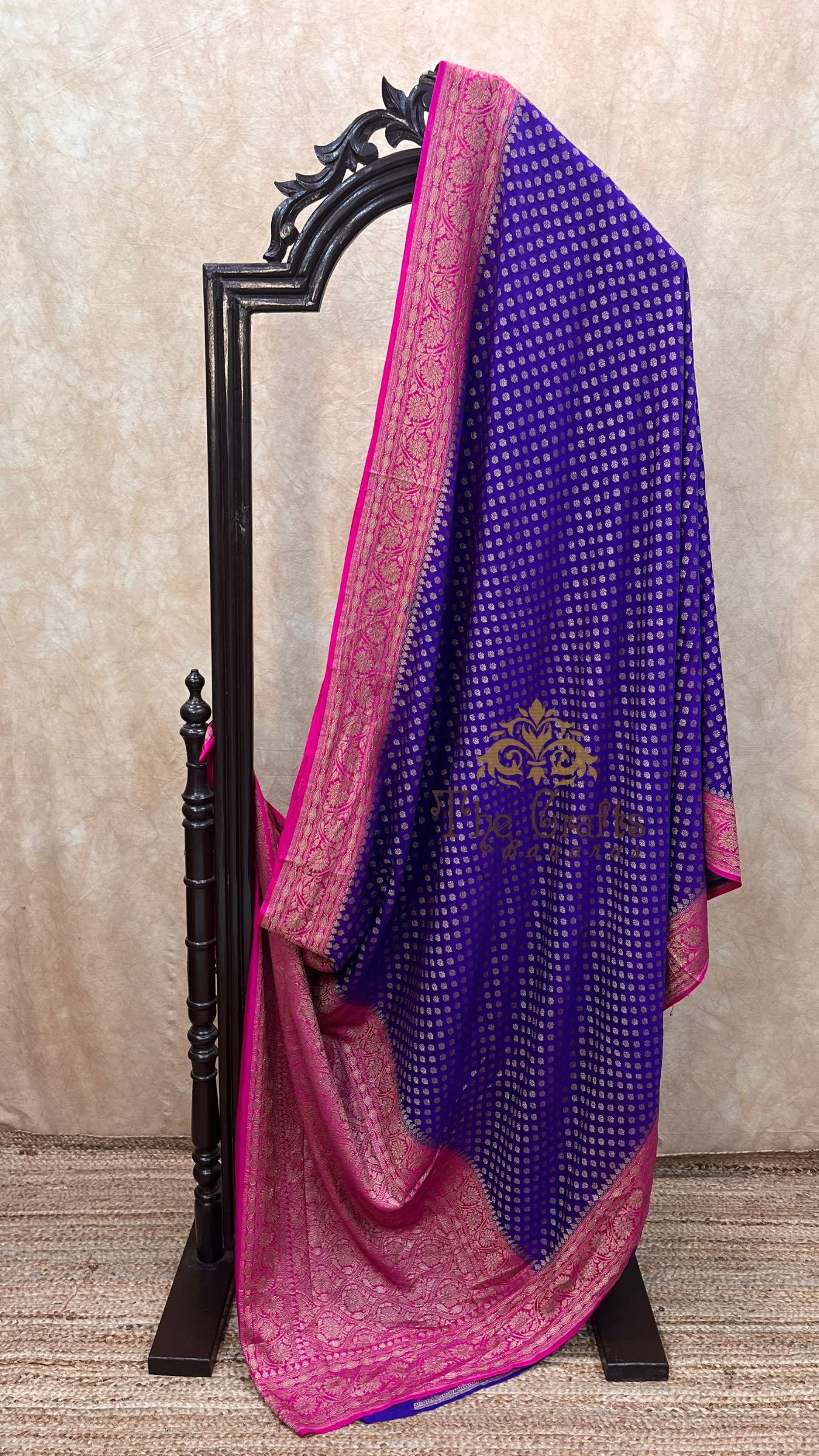 Pure Crepe Georgette Banarasi Saree - Antique Zari
