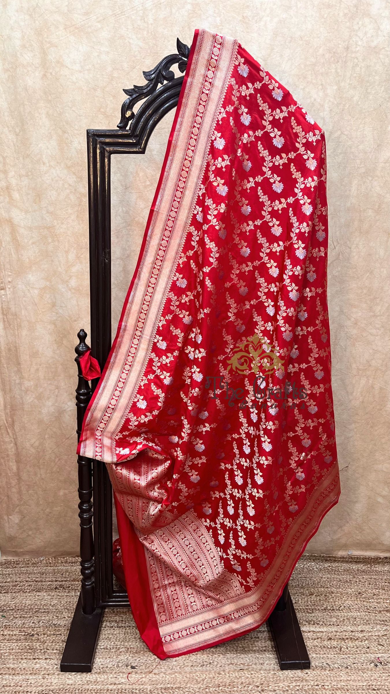Pure Katan Silk Handloom Banarasi Saree - All over Sona Roopa Jaal work