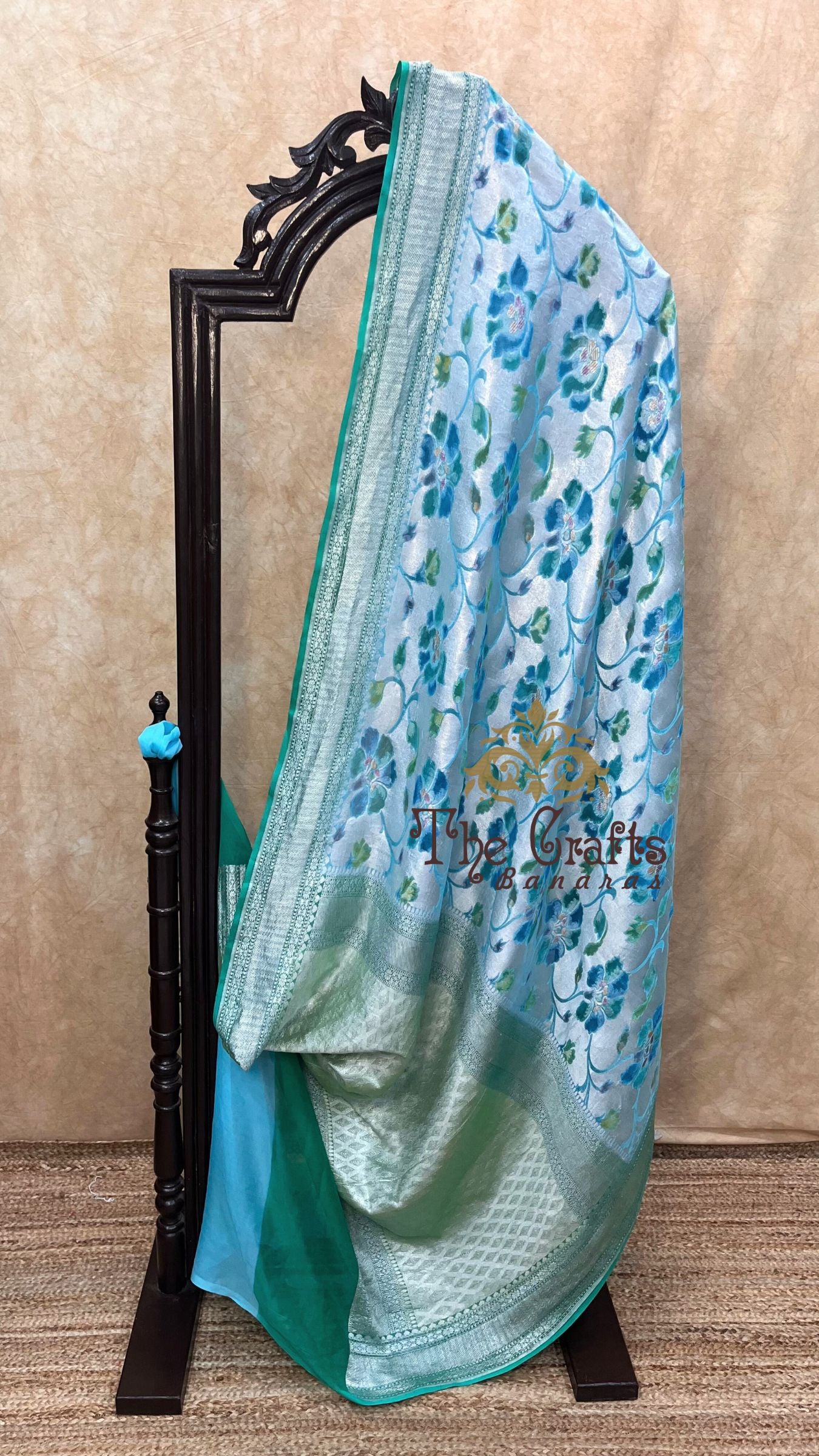 Pure Georgette Banarasi Saree - Silver Zari