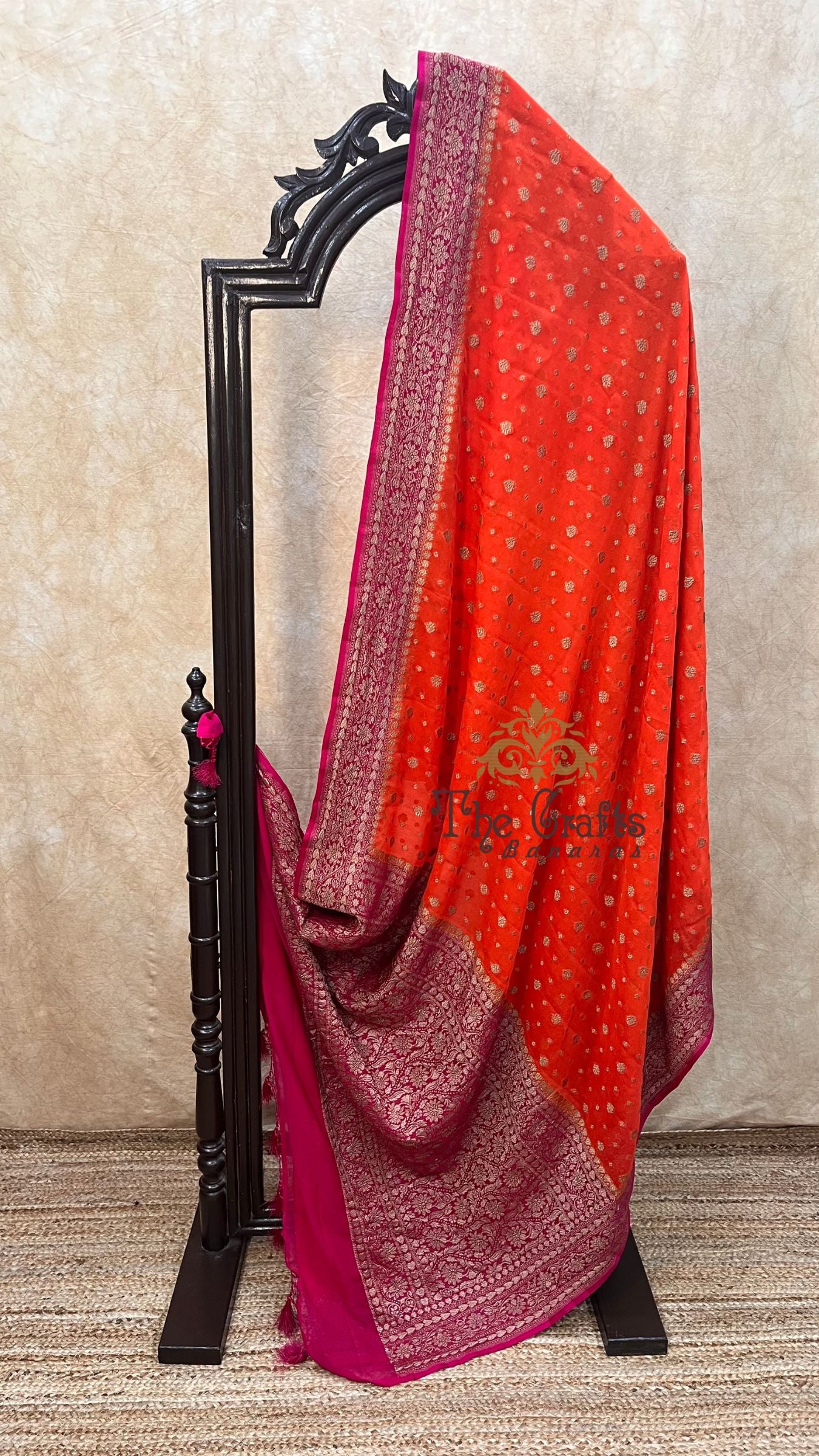 Pure Khaddi Georgette Banarasi Saree - Antique Zari