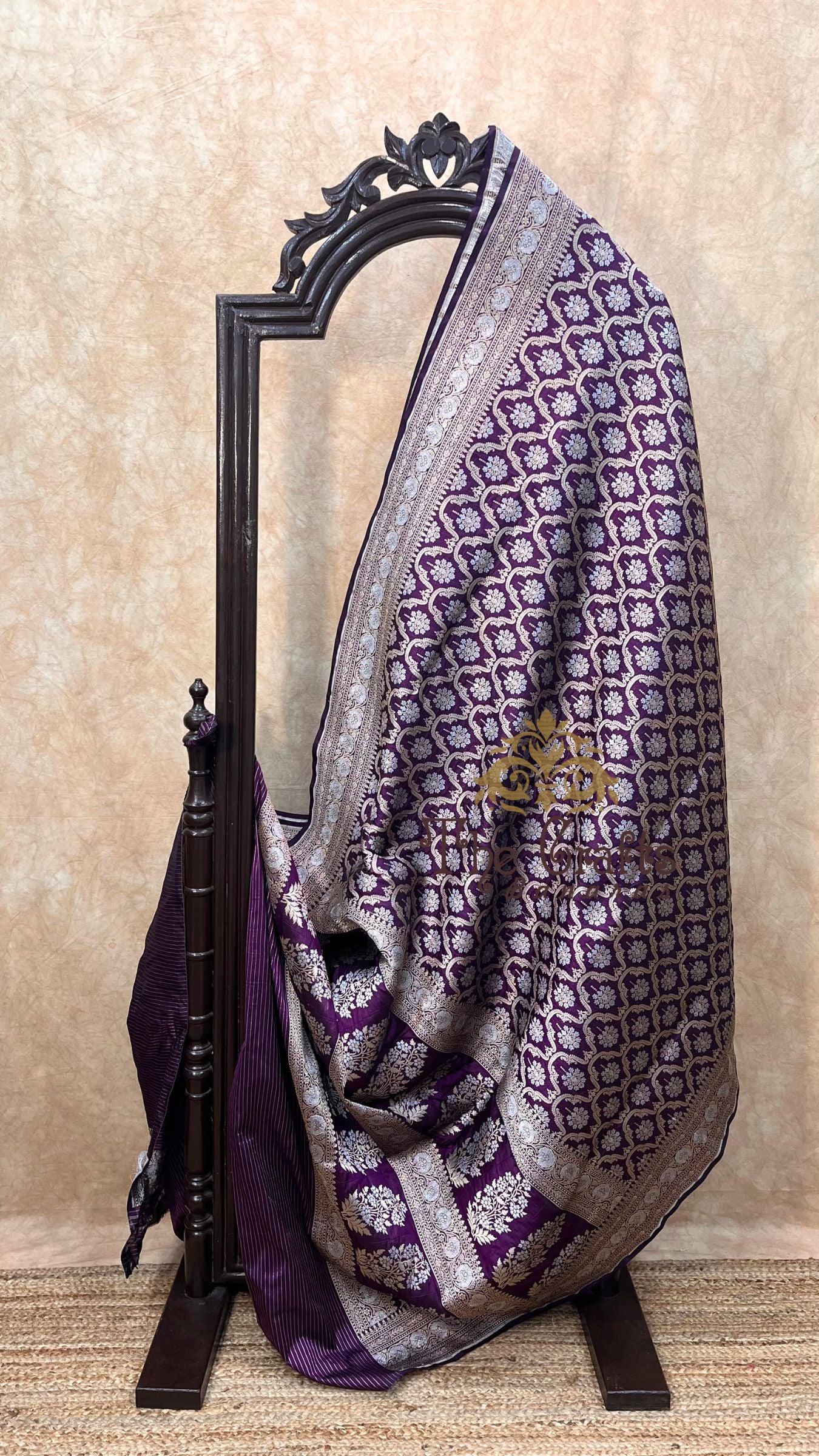 Pure Katan Silk Handloom Banarasi Saree - All over Sona Roopa Jaal work